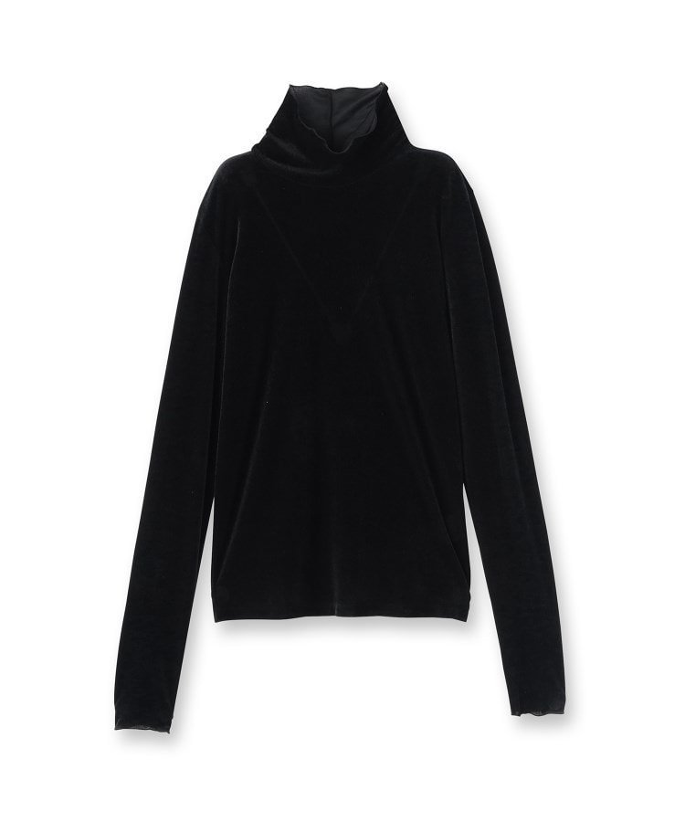 UNTITLED 【ハイネック/レイヤード/重ね着におすすめ】トリコットベロア シアーインナー アンタイトル トップス カットソー・Tシャツ ホワイト ブラック