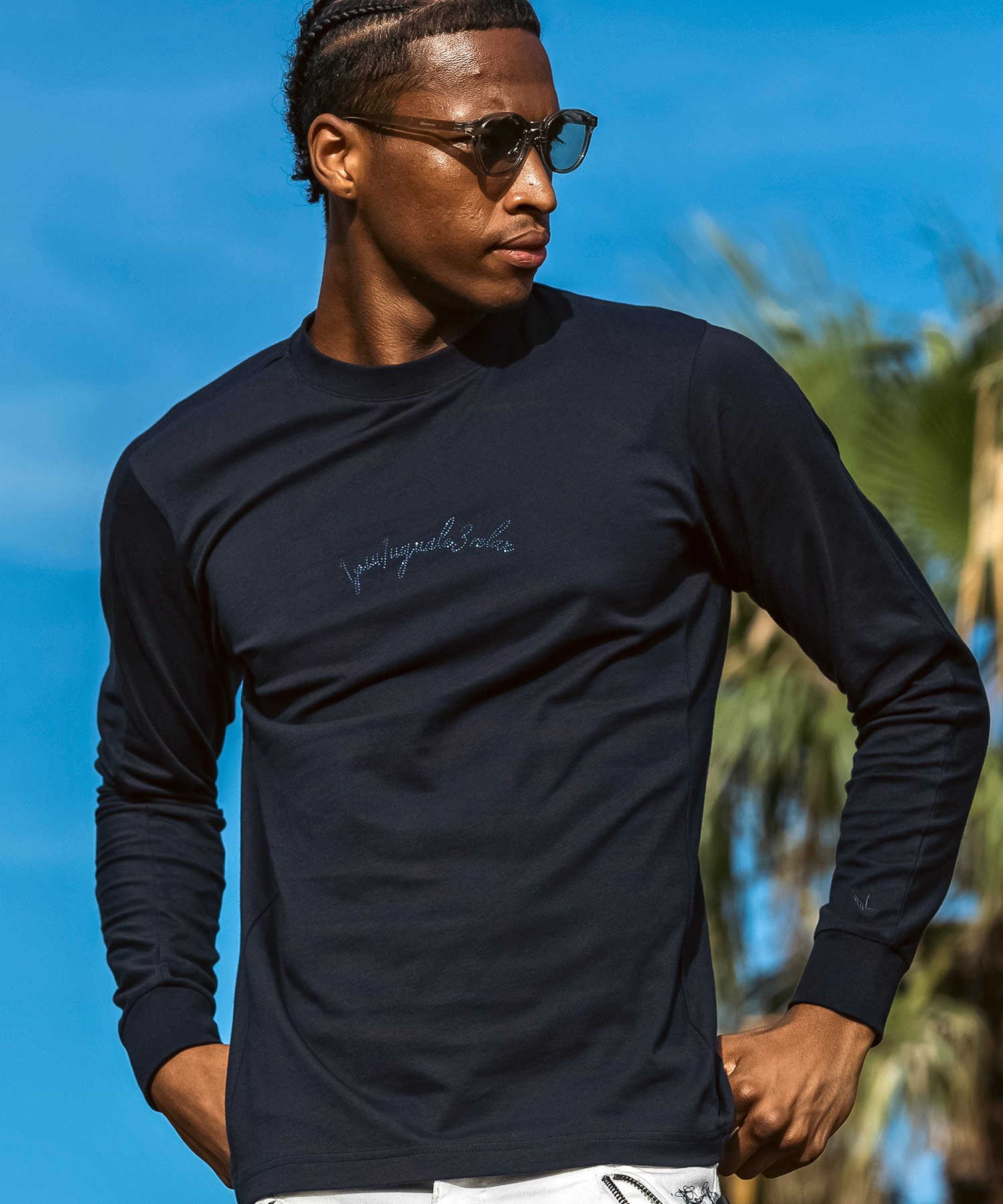 1PIU1UGUALE3 RELAX 1PIU1UGUALE3 RELAX ラインストーンカーシヴロゴロングTシャツ シフォン トップス カットソー・Tシャツ グレー ネイビー ピンク ホワイト ブラック