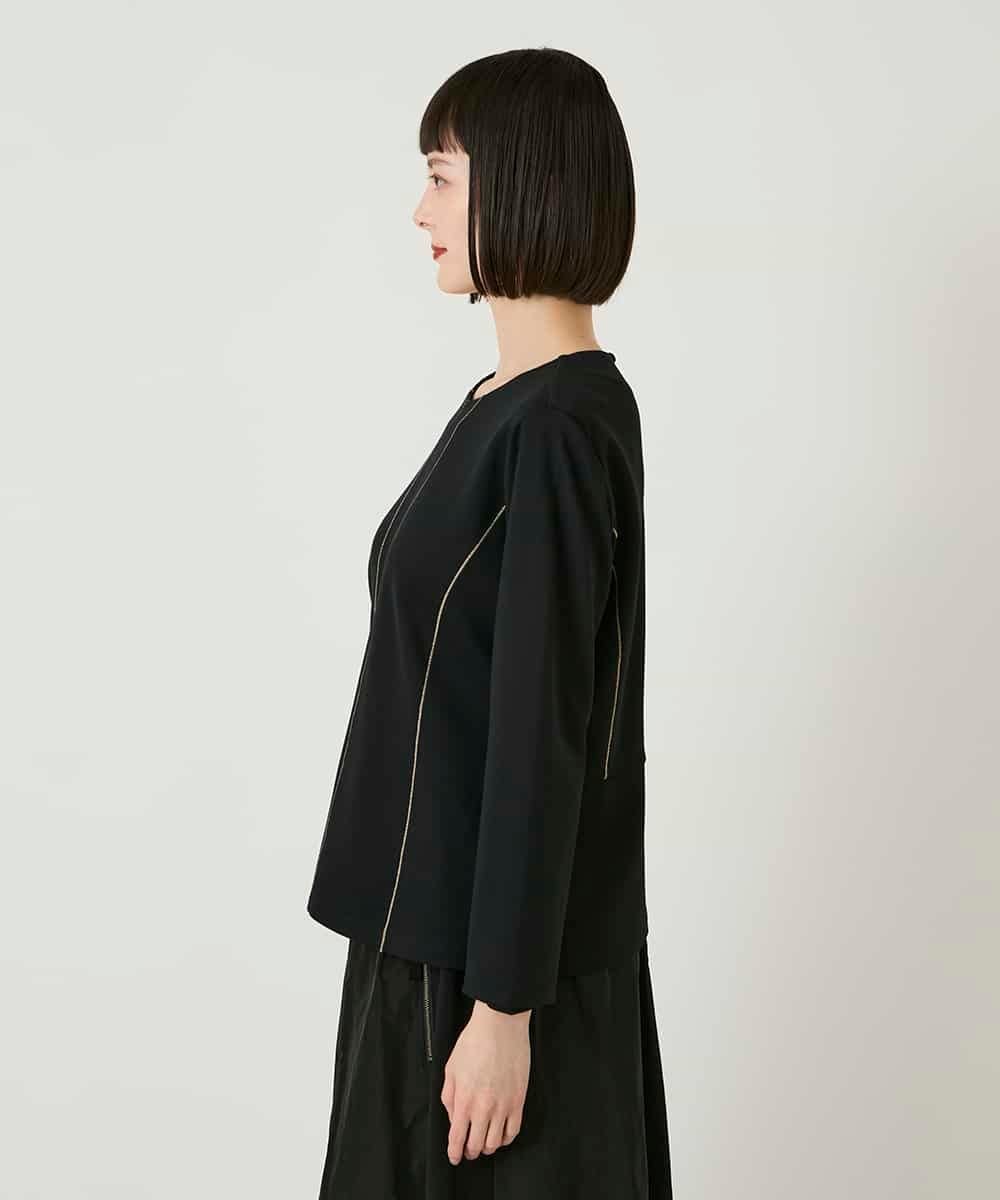 HIROKO BIS ラインアクセントポンチプルオーバー /洗える ヒロコ ビス トップス カットソー・Tシャツ ブラック