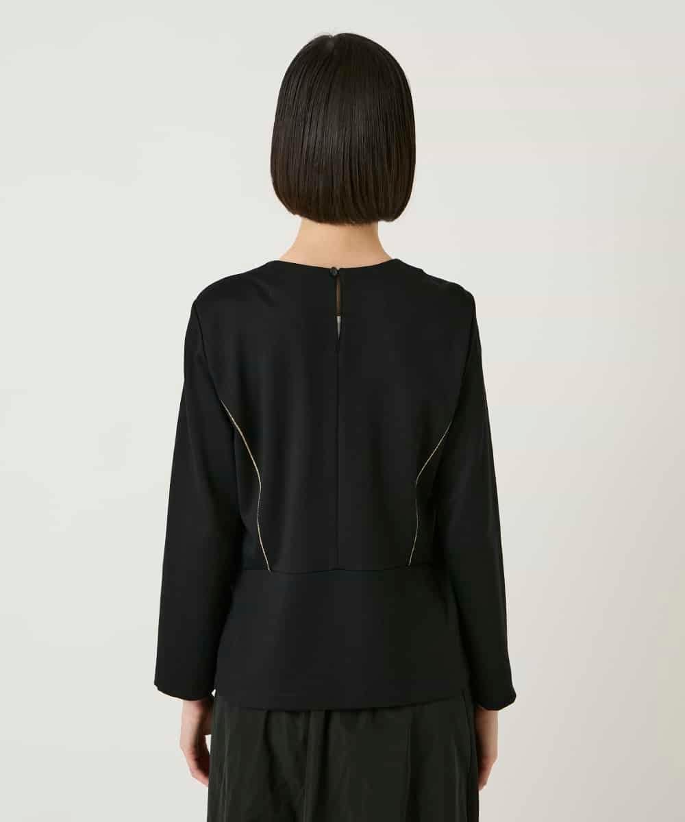 HIROKO BIS ラインアクセントポンチプルオーバー /洗える ヒロコ ビス トップス カットソー・Tシャツ ブラック
