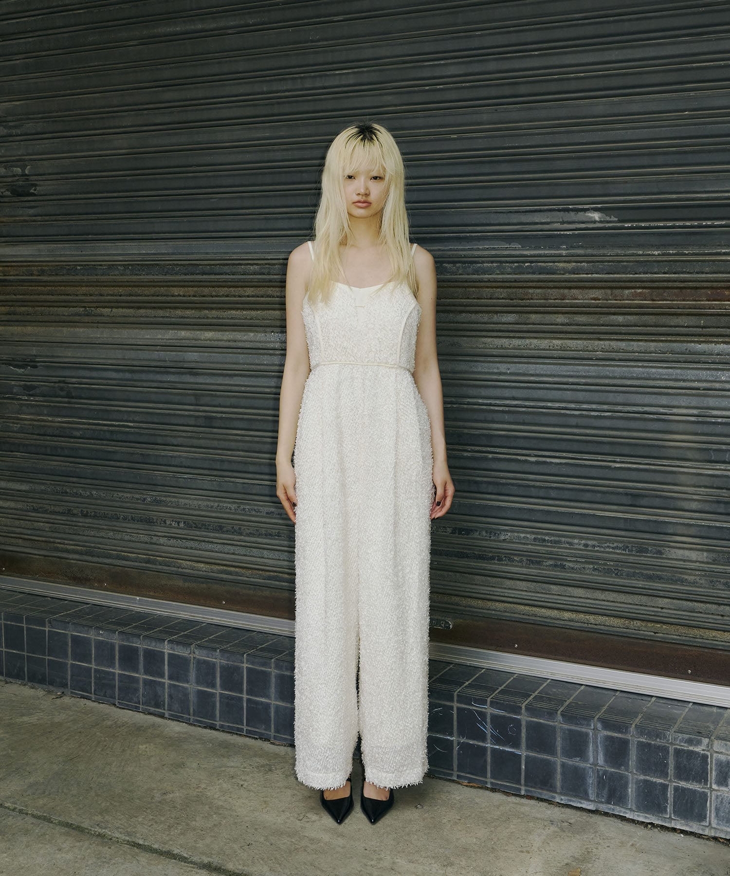 【SALE／30%OFF】ANDRESD 結婚式・二次会 オールインワンドレス オケージョン シャギージャガード アンドレスド ワンピース・ドレス ドレス ブラック ホワイト【送料無料】