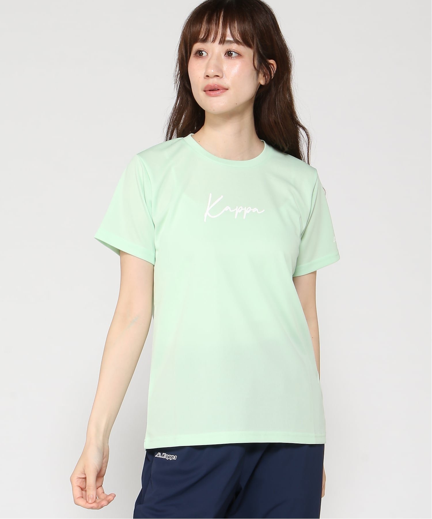 Kappa/(W)フロントプリント半袖Tシャツ ニッキー トップス カットソー・Tシャツ パープル グリーン グレー