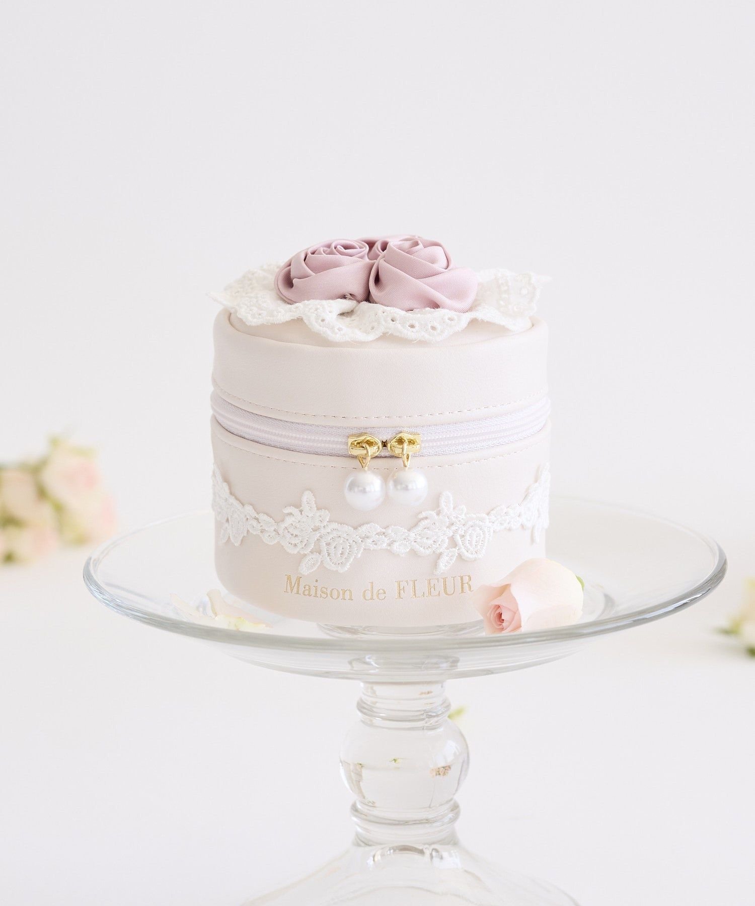 Maison de FLEUR ローズブーケポーチ メゾン ド フルール 財布・ポーチ・ケース ポーチ ピンク ホワイト