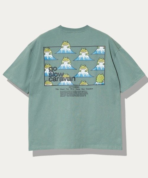 USA/C スクエアLOGOバックプリントゆったりTEE (MENS) ゴースローキャラバン トップス カットソー・Tシャツ ホワイト ブラック グリーン パープル
