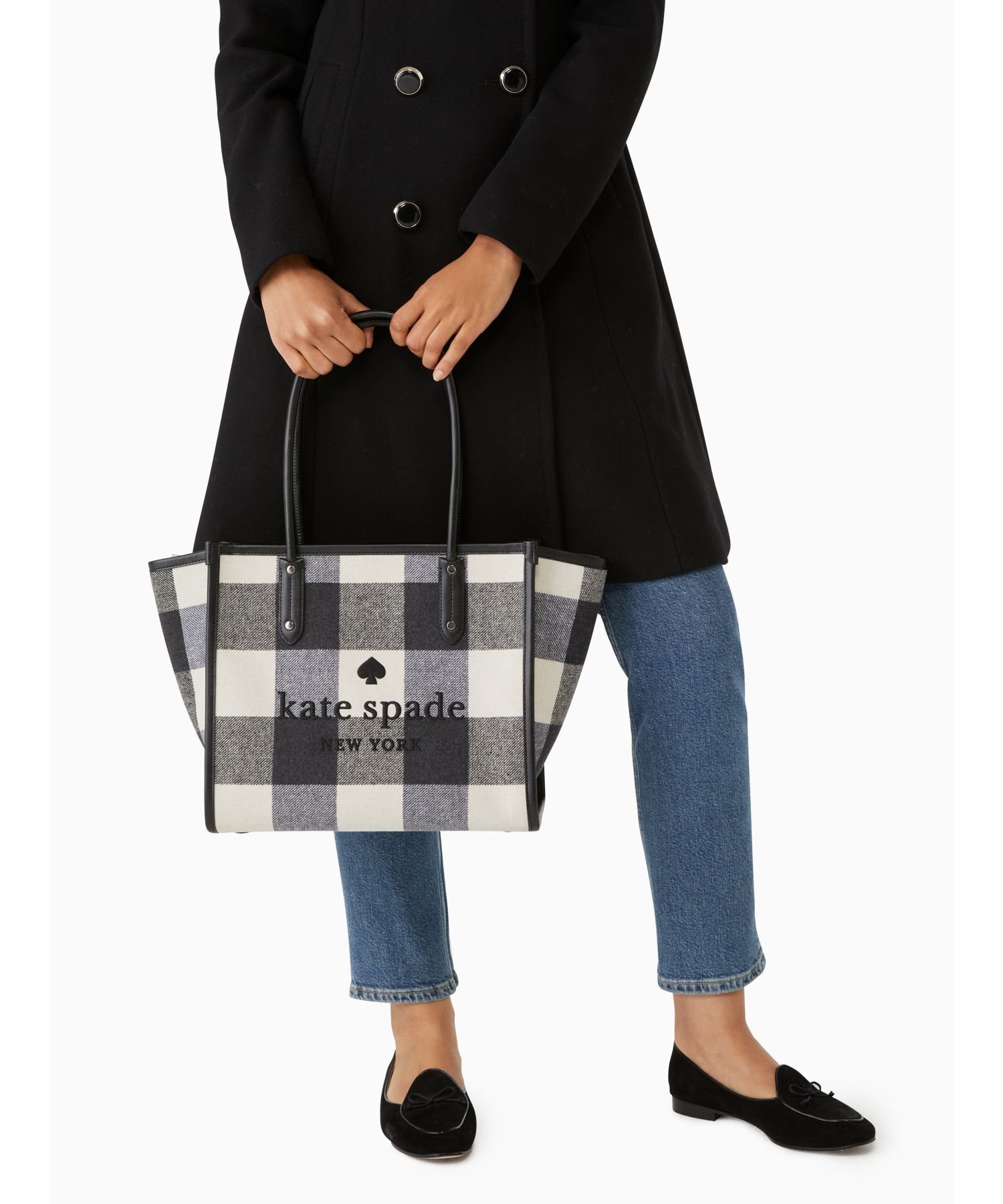 【SALE／75%OFF】kate spade new york エラ フェスティブ チェック ファブリック トート ケイトスペードニューヨーク バッグ トートバッグ ブラック【送料無料】