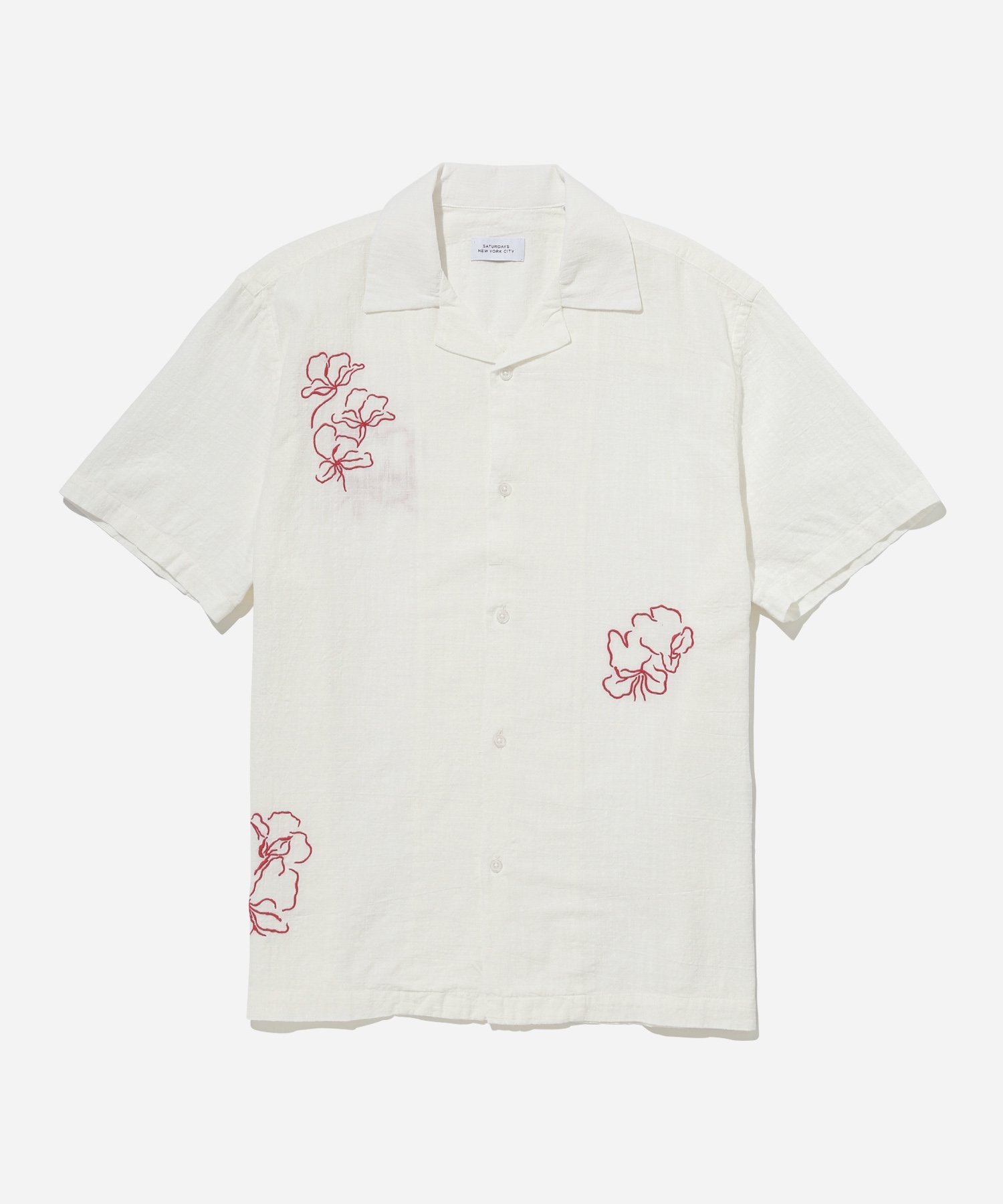 SATURDAYS NYC Canty Sz Embroidered Gauze SS Shirt サタデーズ　ニューヨークシティ トップス シャツ・ブラウス ホワイト ブラウン【送料無料】のサムネイル