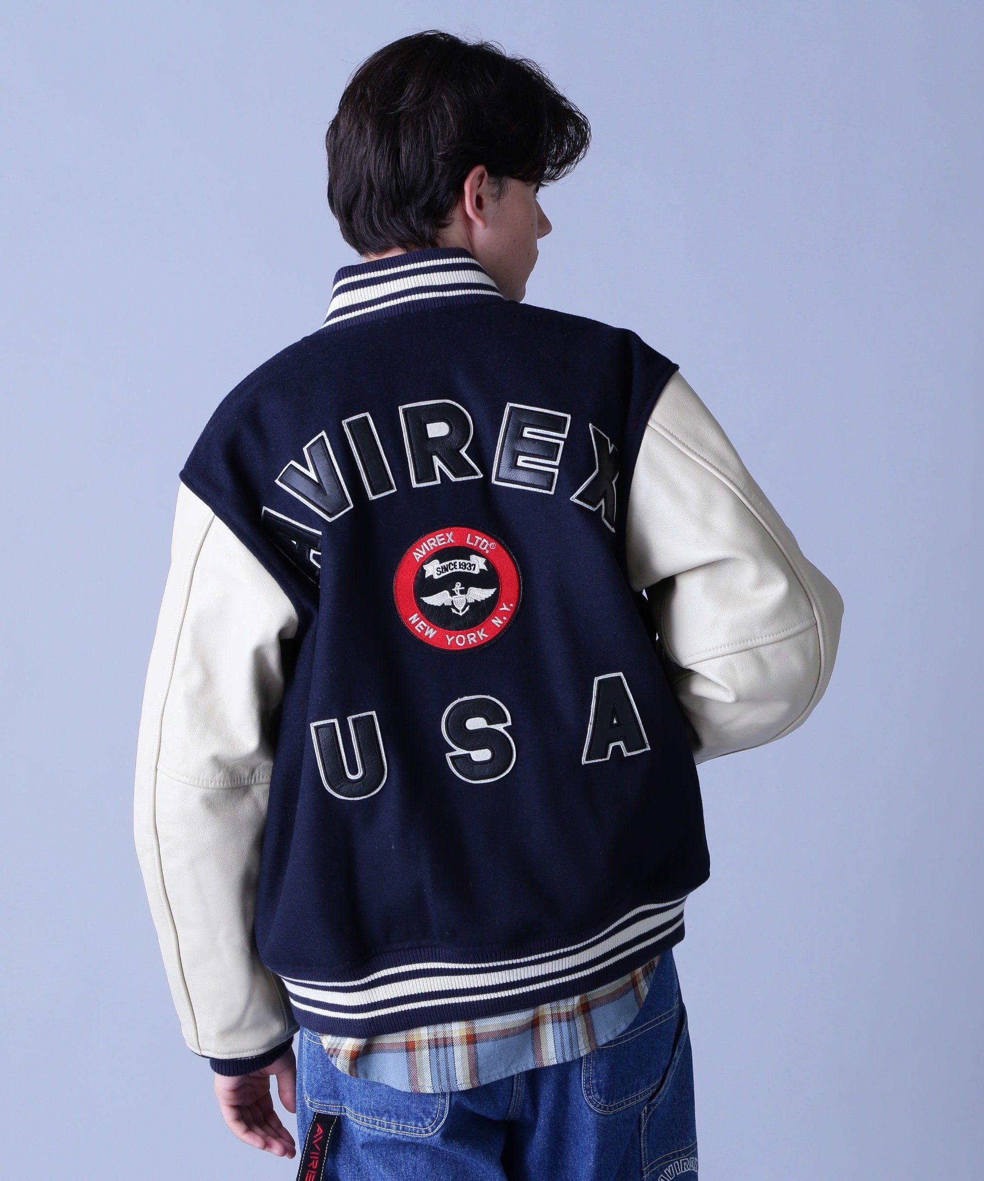 AVIREX SUGNATUR VARSITY JACKET / シグネチャー バーシティ ジャケット / AVIREX / アヴィレックス アヴィレックス ジャケット・アウター ブルゾン・ジャンパー ネイビー ブラック ブラウン