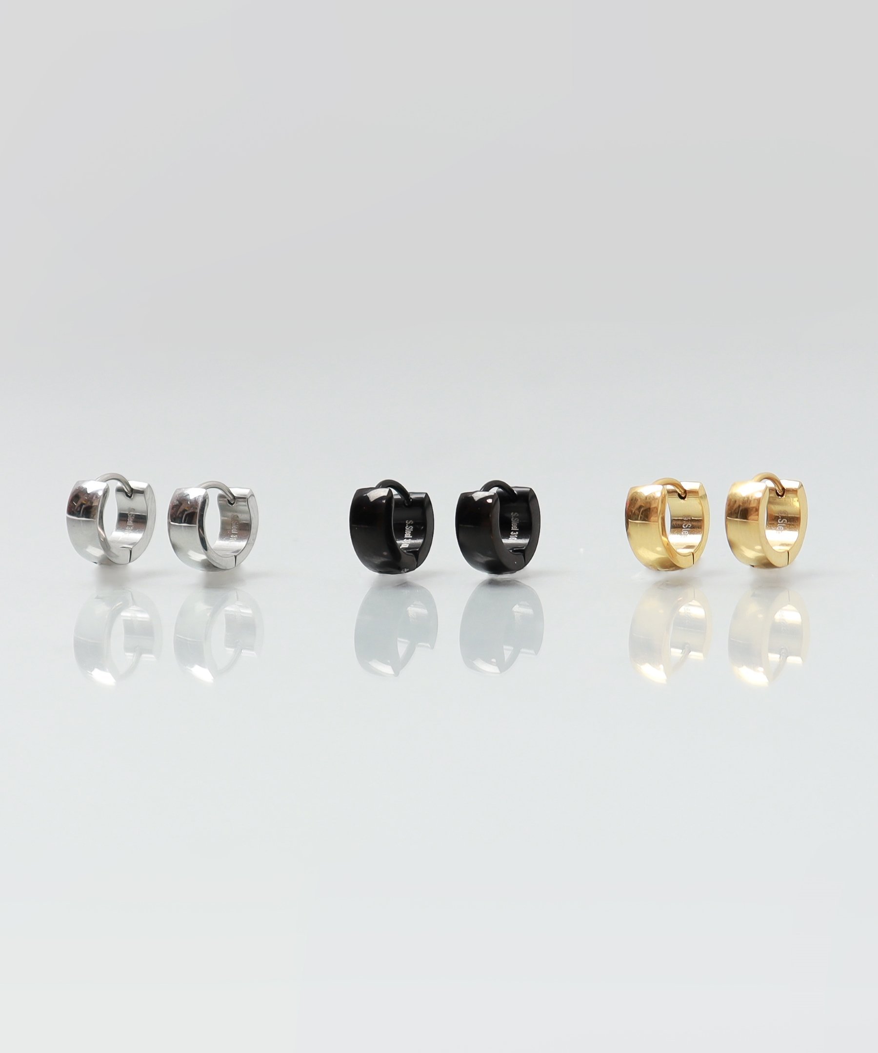 ieLS 「ieLS」ステンレス ミニフープピアス4mm クークロワッサン アクセサリー・腕時計 ピアス シルバー ゴールド ブラック
