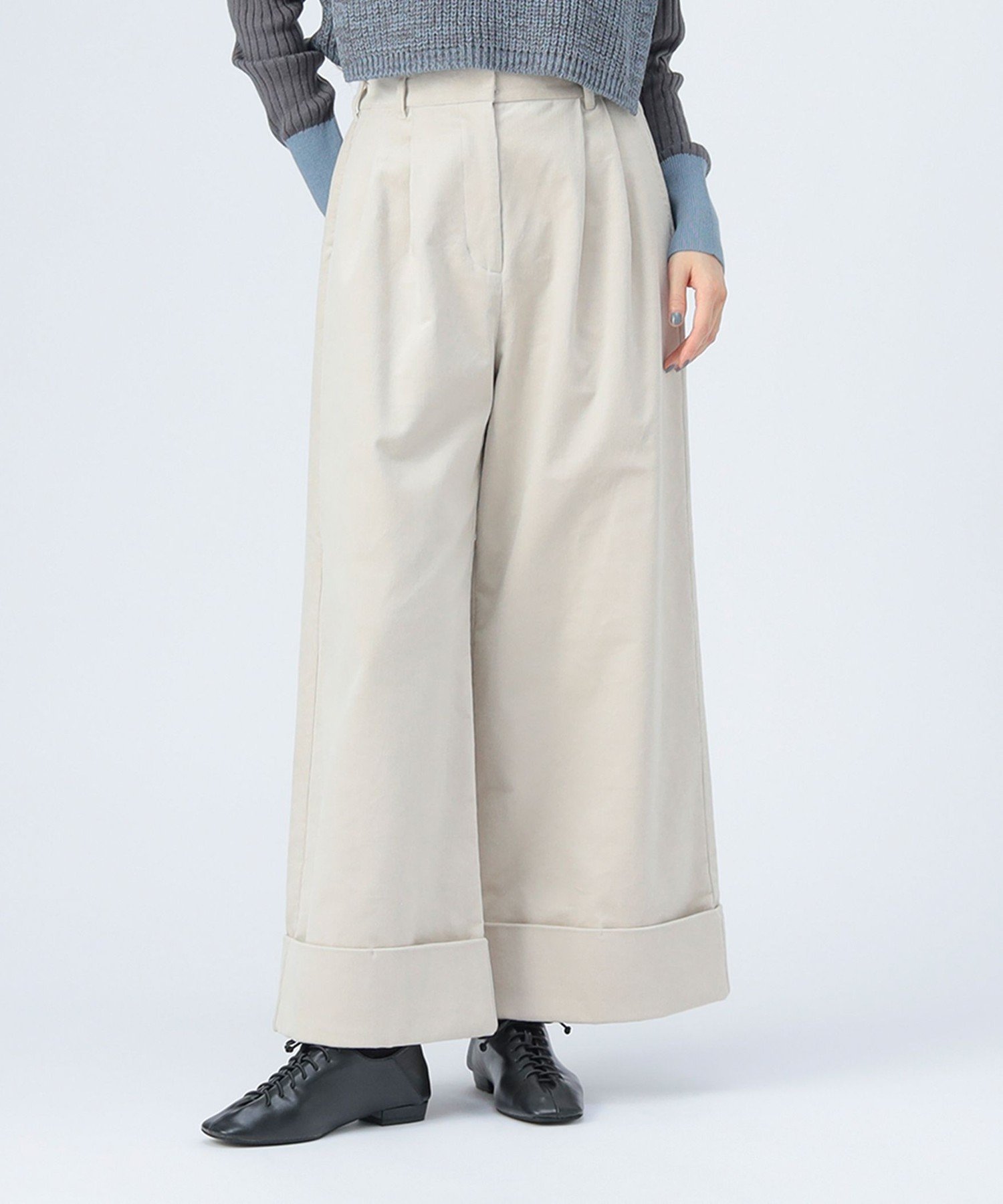 【SALE／30%OFF】BEAMS HEART WOMEN 細コール タック ワイドパンツ(S~M) ビームス ハート パンツ その他のパンツ ブルー グレー ホワイト ブラウン【送料無料】