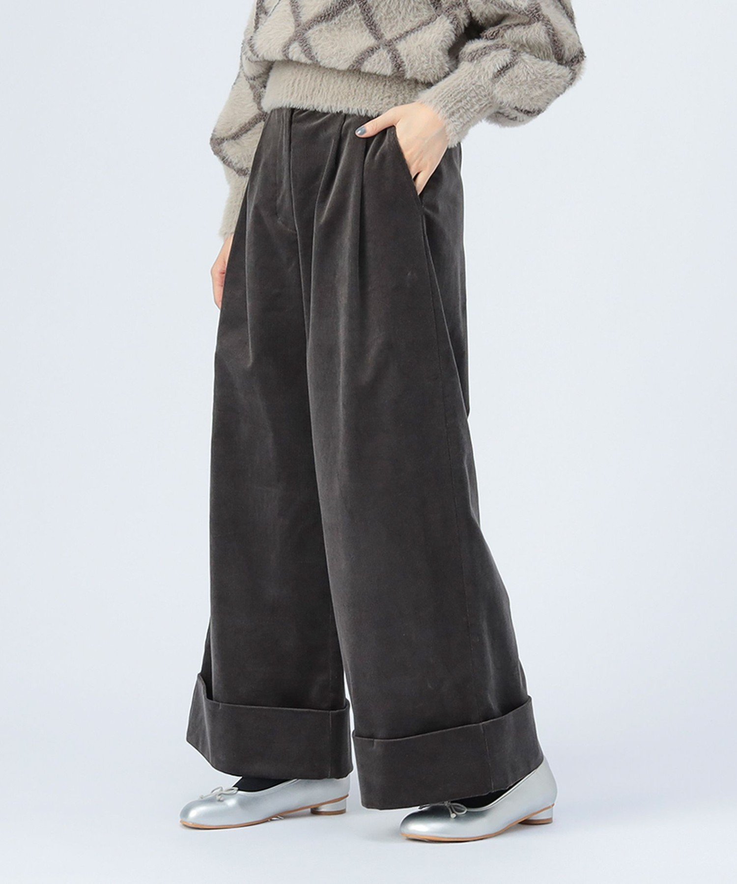 【SALE／30%OFF】BEAMS HEART WOMEN 細コール タック ワイドパンツ(S~M) ビームス ハート パンツ その他のパンツ ブルー グレー ホワイト ブラウン【送料無料】