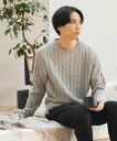 BEAMS HEART MEN 【定番ベーシック・ギフト】ケーブル クルーネック ニット ビームス ハート トップス ニット レッド ベージュ グレー ホワイト...