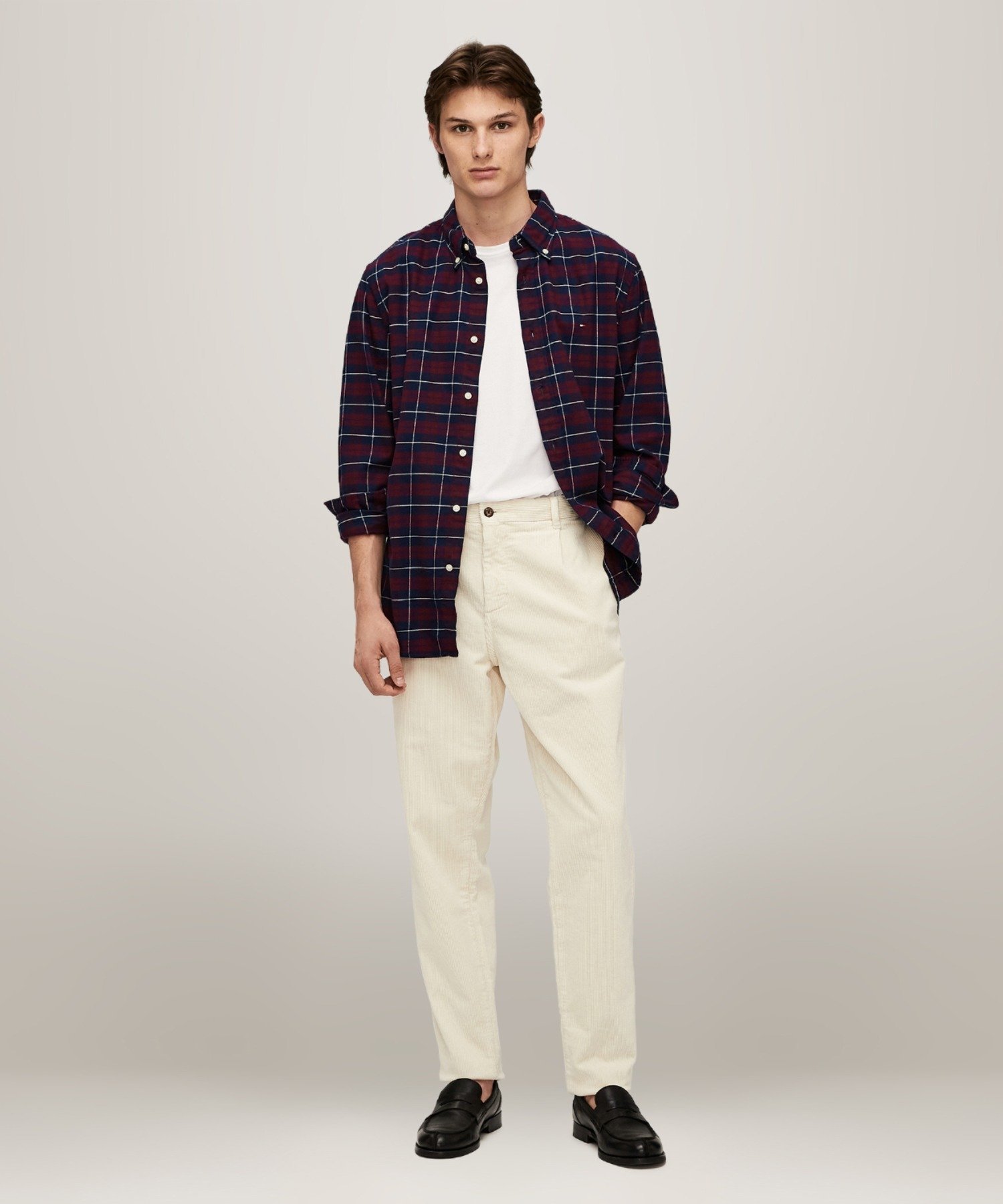 【SALE／50%OFF】TOMMY HILFIGER (M)TOMMY HILFIGER(トミーヒルフィガー) ブラッシュイージーチェックシャツ トミーヒルフィガー トップス シャツ・ブラウス ネイビー【送料無料】