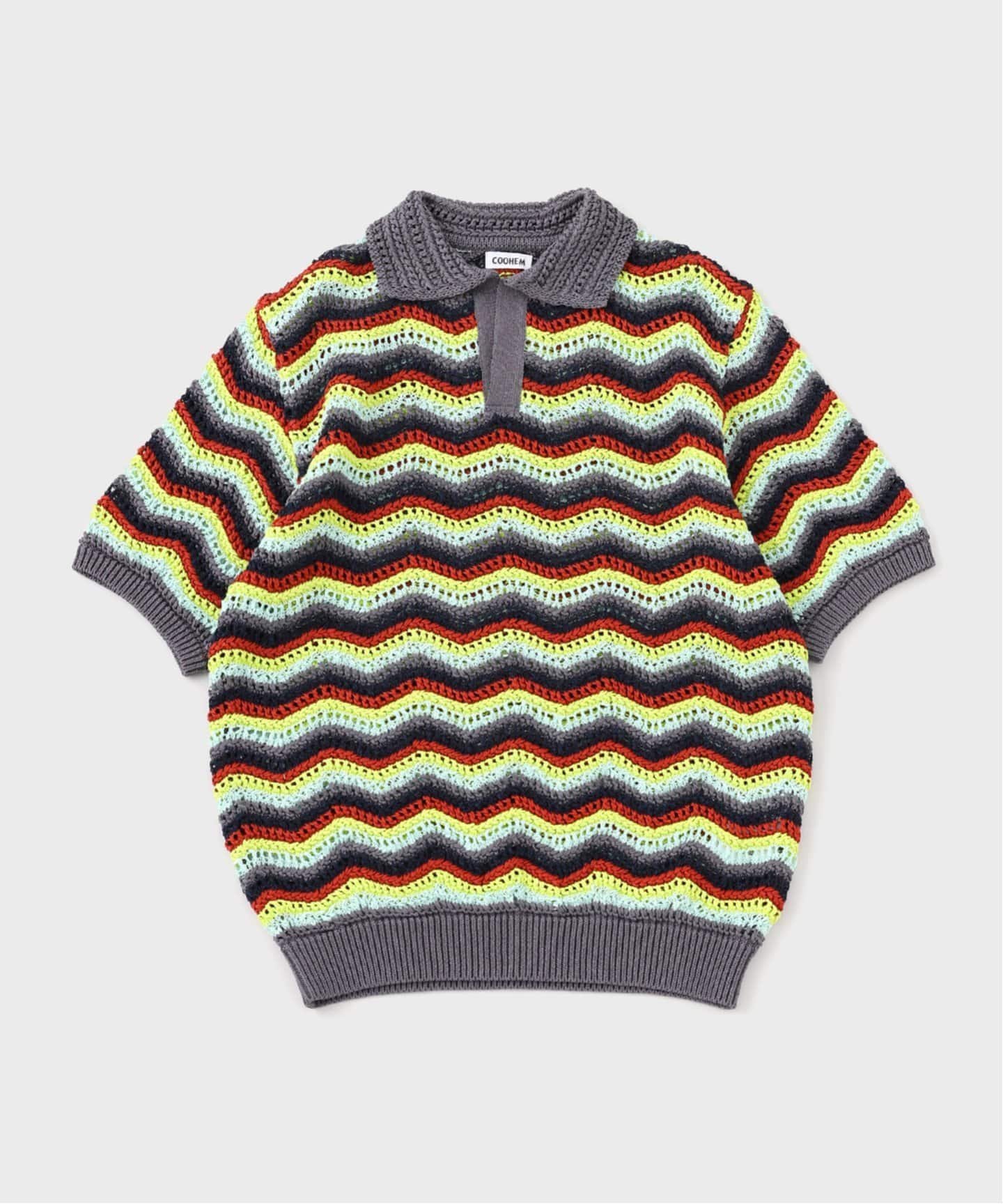 JOURNAL STANDARD relume COOHEM / コーヘン ZIGZAG SUKASHI KNIT PULLOVER 13-252-020 ジャーナル スタンダード レリューム トップス ニット ネイビー グレー【送料無料】のサムネイル