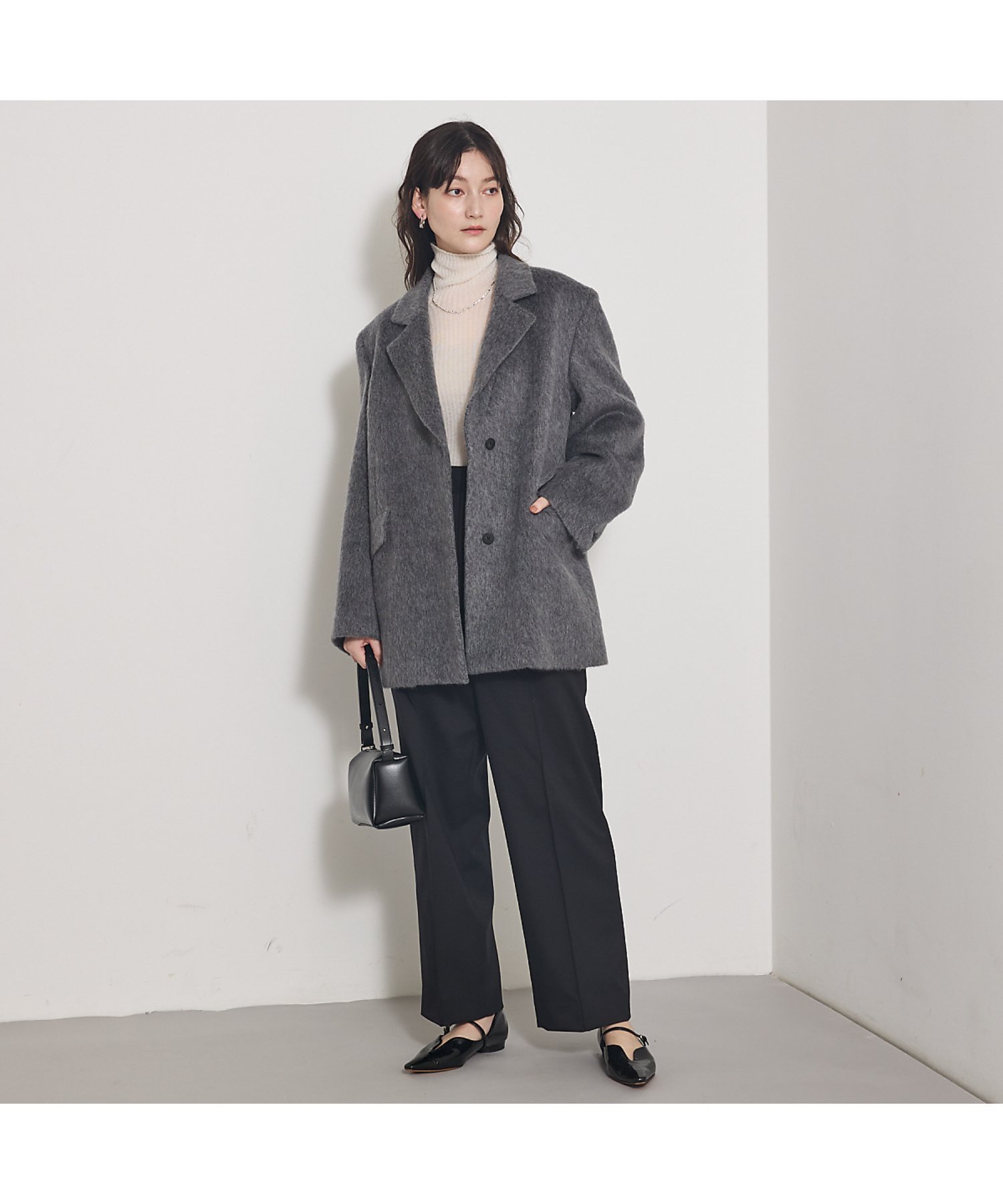 qualite 【CLASSY・BAILA掲載】シャギージャコット カリテ ジャケット・アウター その他のジャケット・アウター グレー