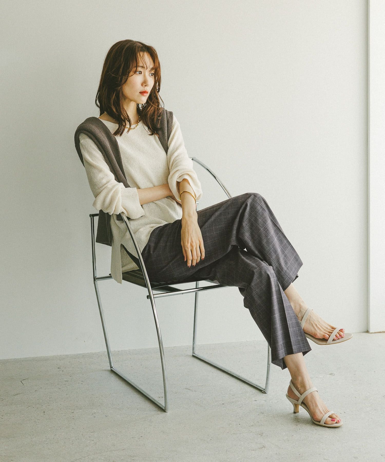【SALE／50%OFF】GLOBAL WORK ウツクシイージーストレート柄パンツ/575289 グローバルワーク パンツ その他のパンツ グレー ネイビー stylife-15263396 Rakuten Fashion サンプル画像3