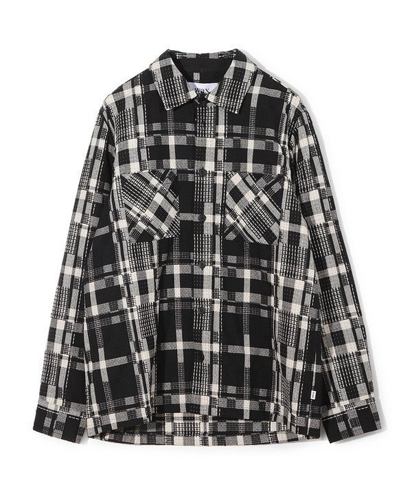 MEN'S BIGI 【Wax London/ワックスロンドン】Whiting バスケット織チェック柄シャツジャケット メンズ ビギ ジャケット・アウター ブルゾン・ジャンパー ブラック ネイビー【送料無料】