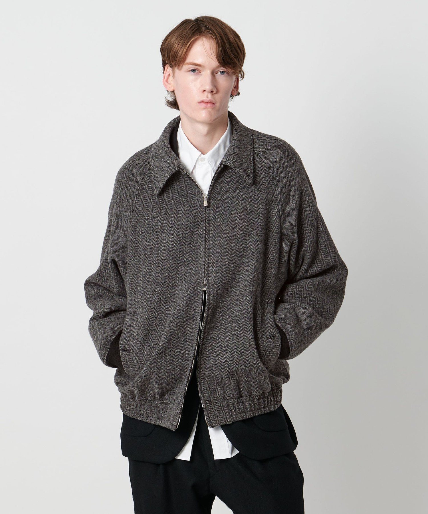 【SALE／45%OFF】UNITED ARROWS ＜District＞ヘリンボーン ツイード ジップブルゾン ユナイテッドアローズ ジャケット・アウター ブルゾン・ジャンパー グレー【送料無料】