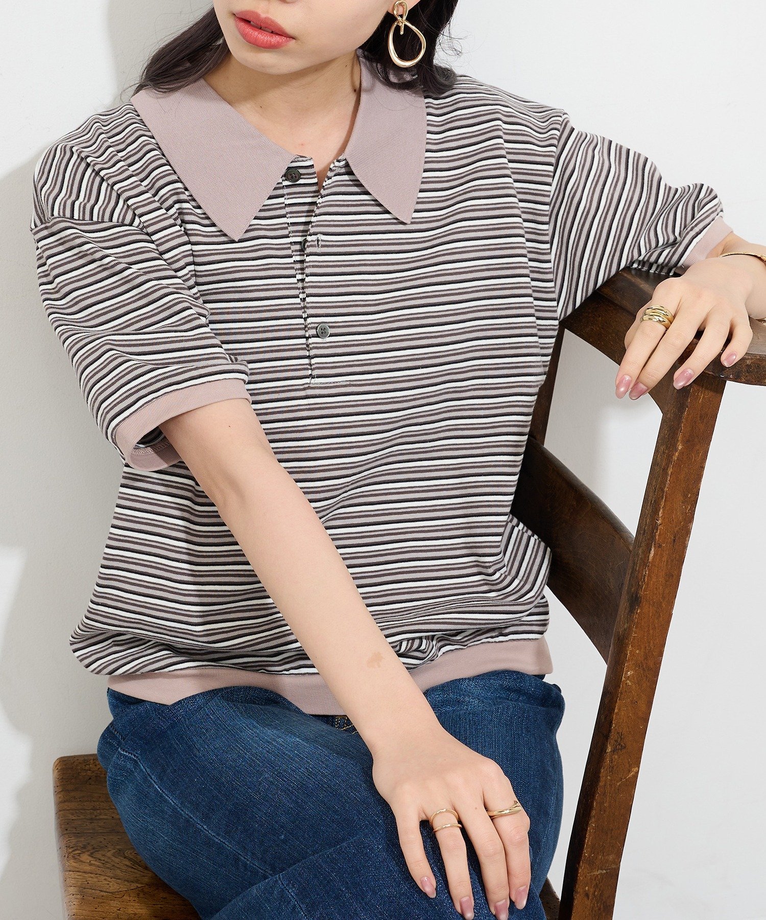 STAR&STRIPE STAR&STRIPE/�ܡ������ݥ�T����� BODER POLO TEE �����åȥ��㡼�� �ȥåץ� �ݥ������ �֥�å� �֥饦�� ���졼������̵����