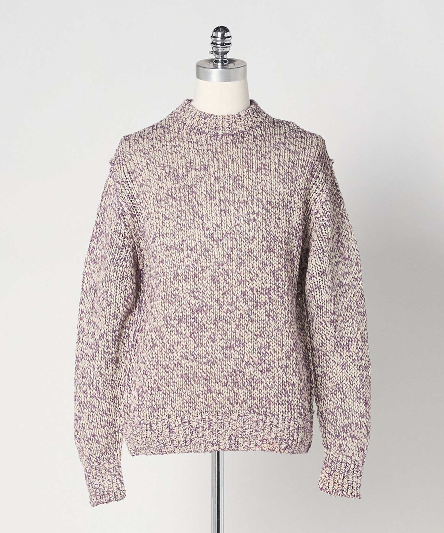 ＜LOEFF＞ストローヤーン ライク プルオーバー UNISEX ユナイテッドアローズ トップス ニット パープル ブラウン
