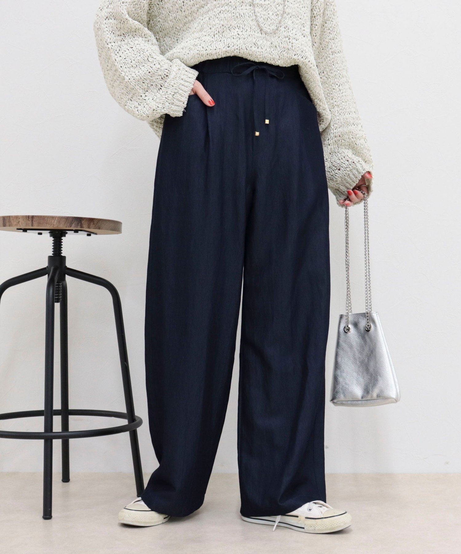 fredy emue ライトシャンブレーデニムイージーパンツ フレディ アンド グロスター パンツ その他のパンツ グレー ネイビー
