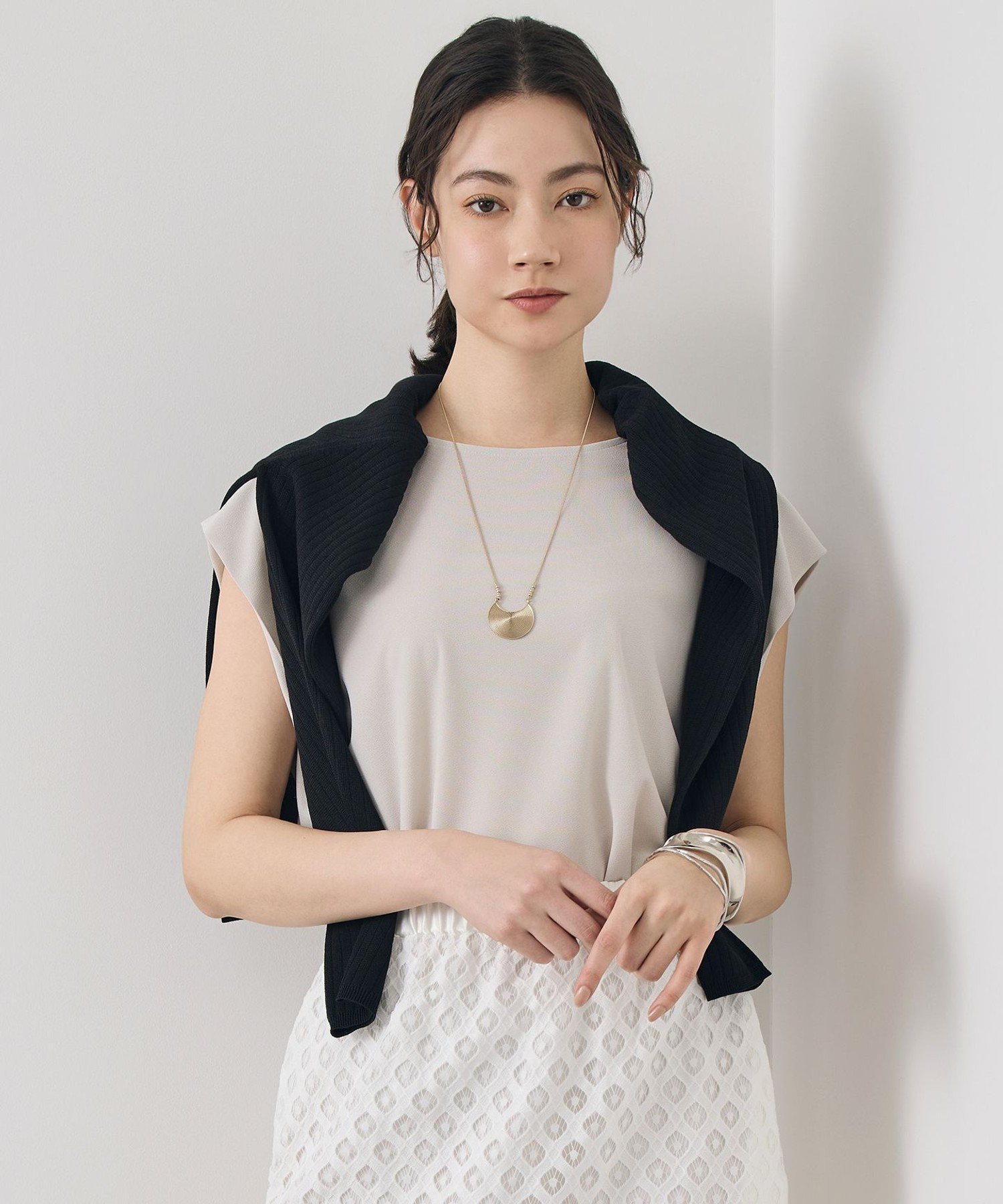 自由区 S 【WEB先行販売】ストレッチアムンゼンフレンチスリーブ カットソー ジユウク トップス カットソー・Tシャツ ブルー ネイビー ベージュ