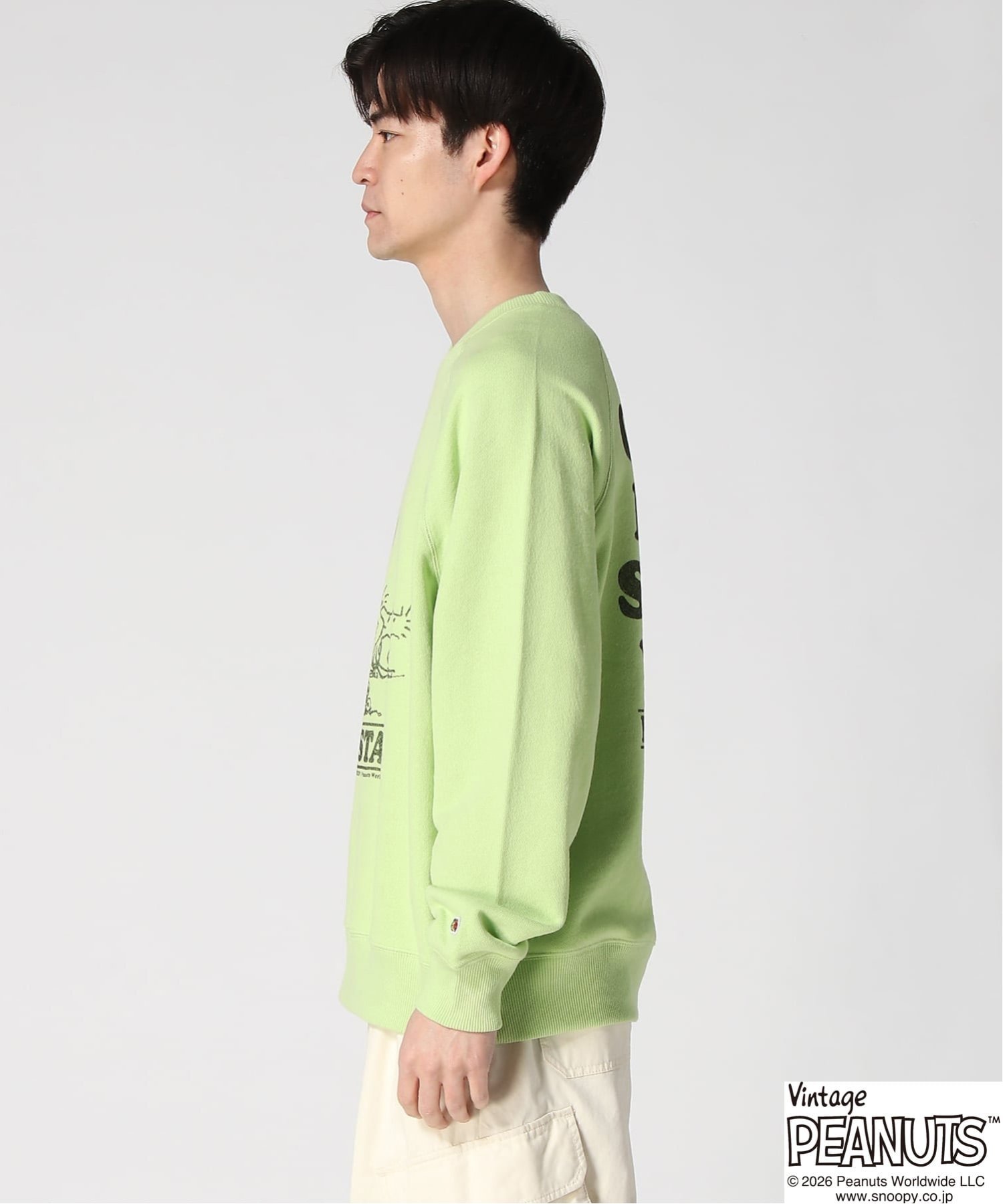 FRUIT OF THE LOOM FRUIT OF THE LOOM/(M)FTL x PEANUTS甘編み裏毛スウェット5 ハンドサイン トップス スウェット・トレーナー グレー グリーン【送料無料】
