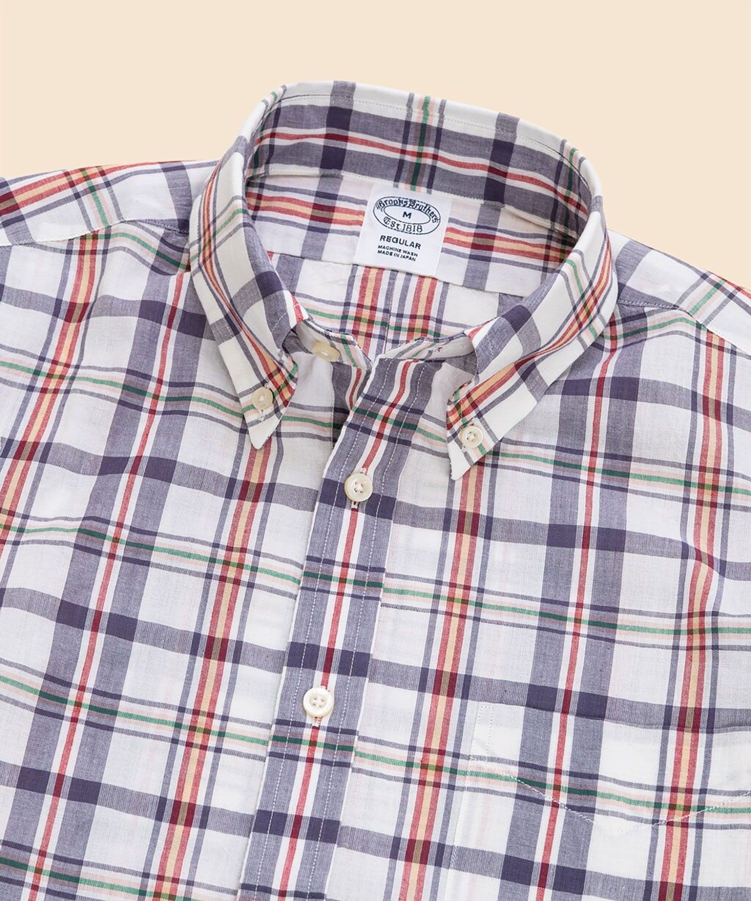 コットン マドラスチェック ショートスリーブ カジュアルシャツ Regular Fit ブルックス ブラザーズ トップス シャツ・ブラウス ホワイト