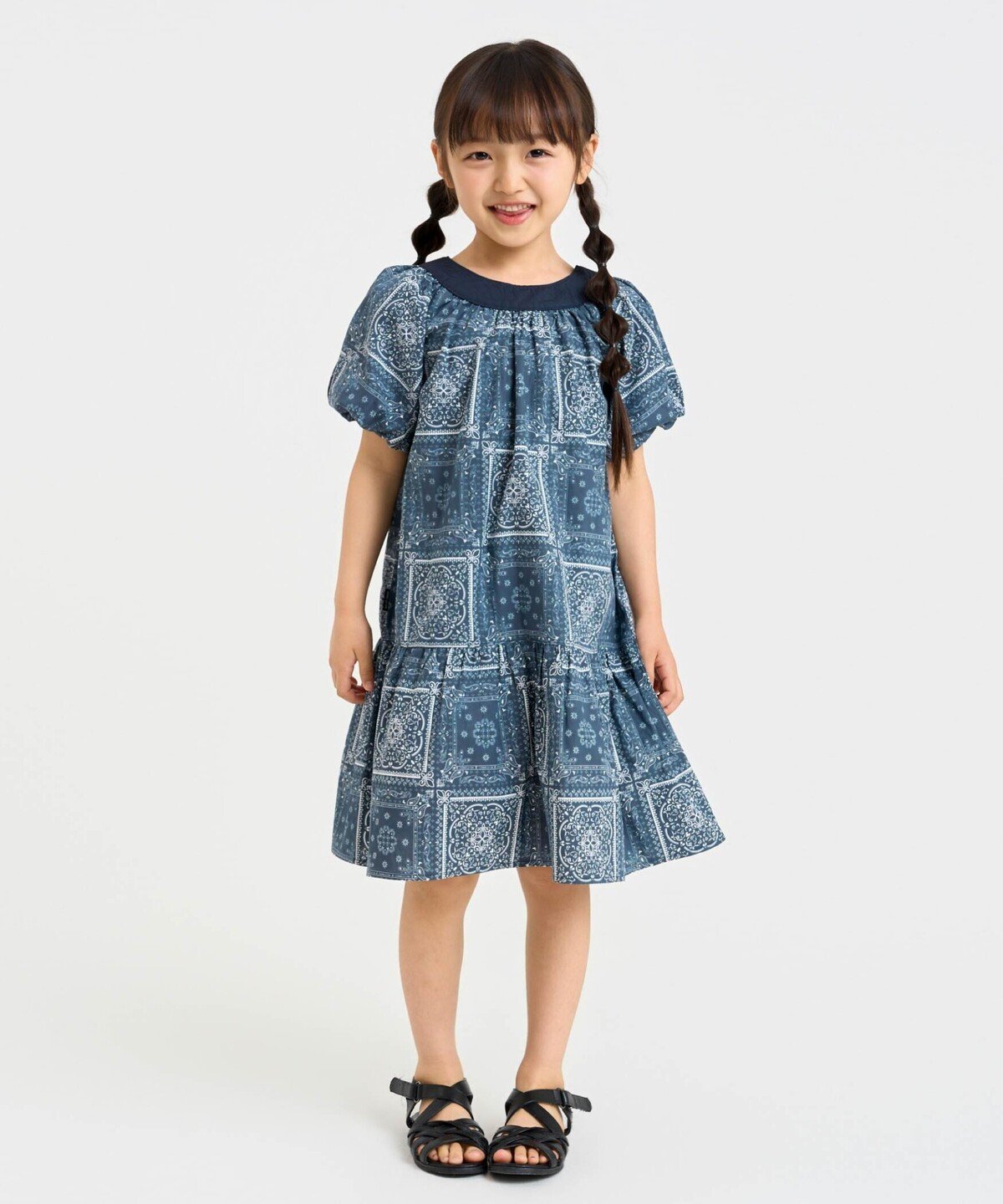 Short Sleeves - COMME CA ISM 【2WAY】バンダナ柄プリント ワンピース コムサイズム ワンピース・ドレス ワンピース ネイビー ベージュ【送料無料】