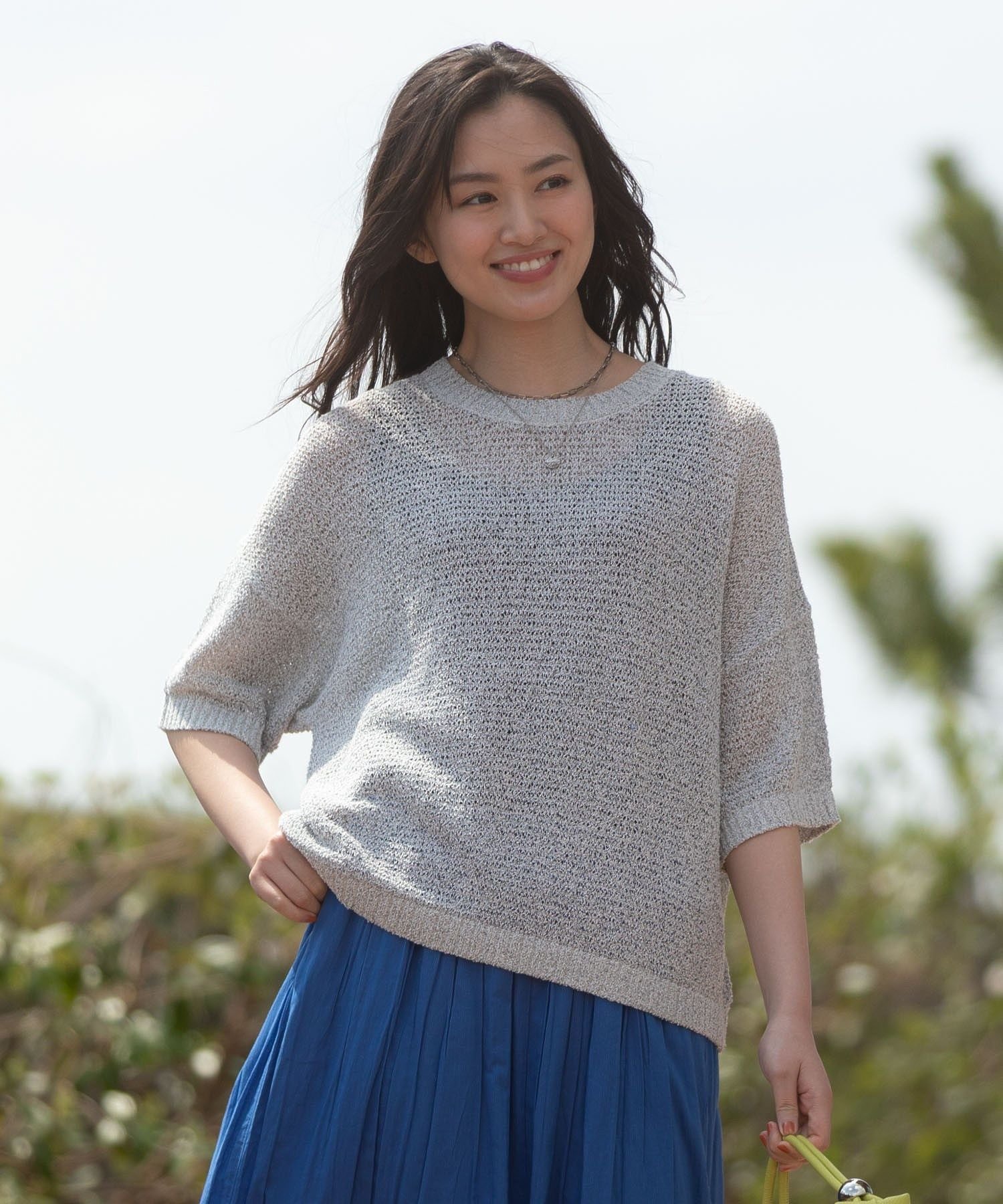 【SALE／5%OFF】Green Parks ざっくりニットプルオーバー グリーンパークス トップス ニット ベージュ ブラック グレー