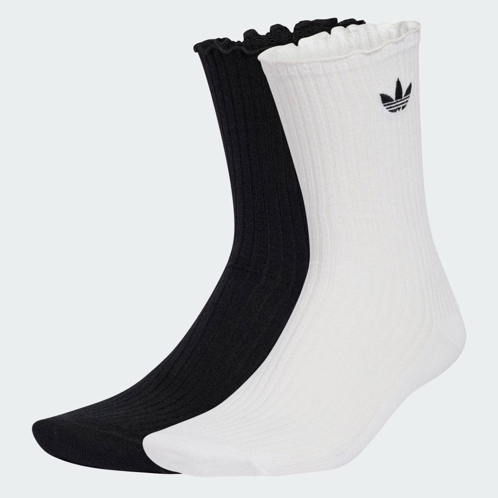 adidas 【公式】アディダス adidas 返品可 フリル クルーソックス 2足組 アディダス 靴下・レッグウェア 靴下 ブラック