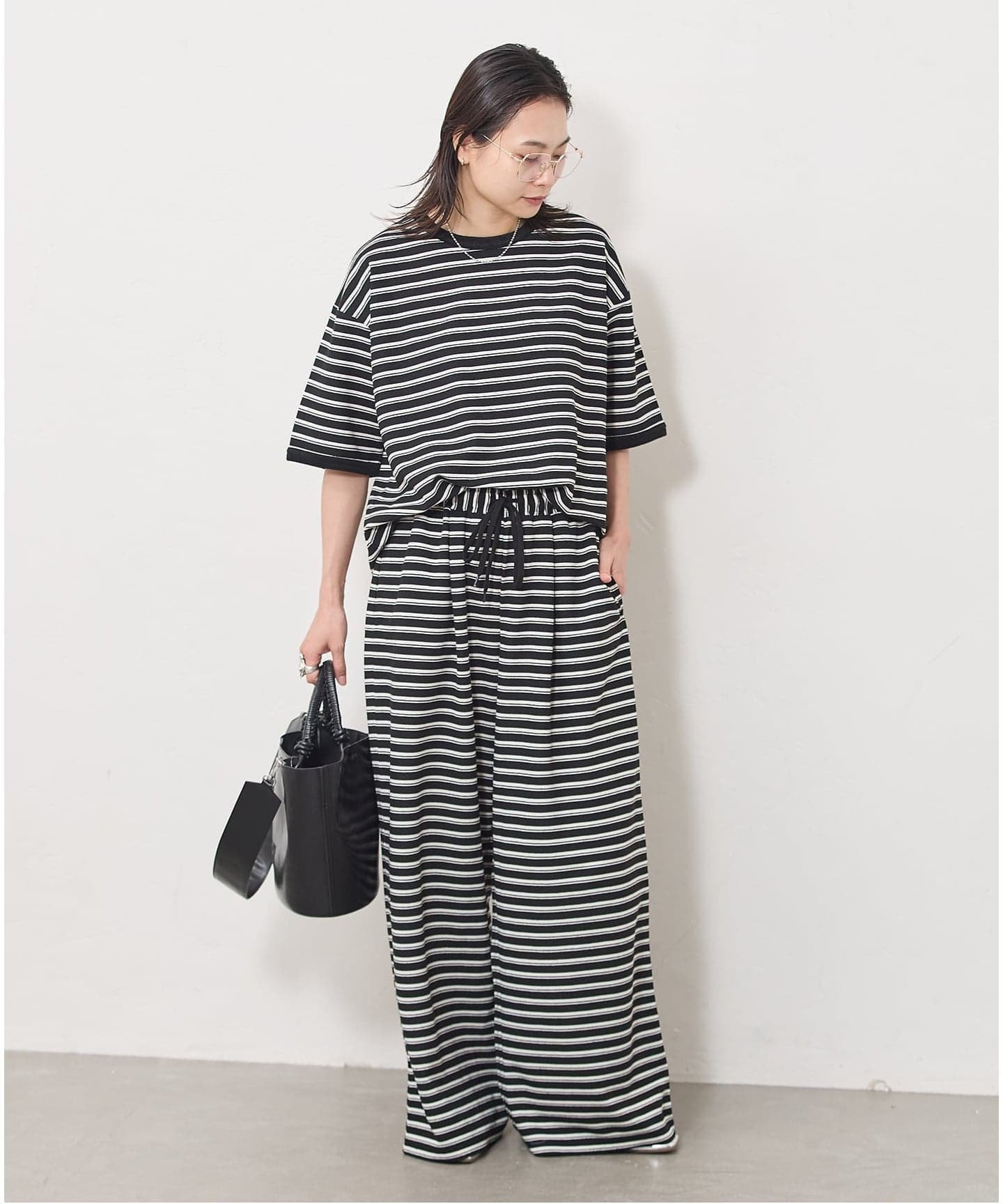 JOURNAL STANDARD パイルボーダーパンツ ジャーナル スタンダード パンツ その他のパンツ ブラック