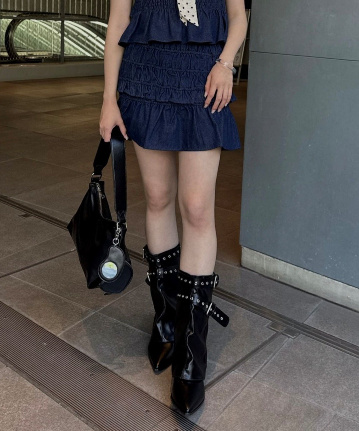 【SALE／84%OFF】PAL GROUP OUTLET 【mline】シャーリングミニスカ パル グループ アウトレット スカート ミニスカート ブルー