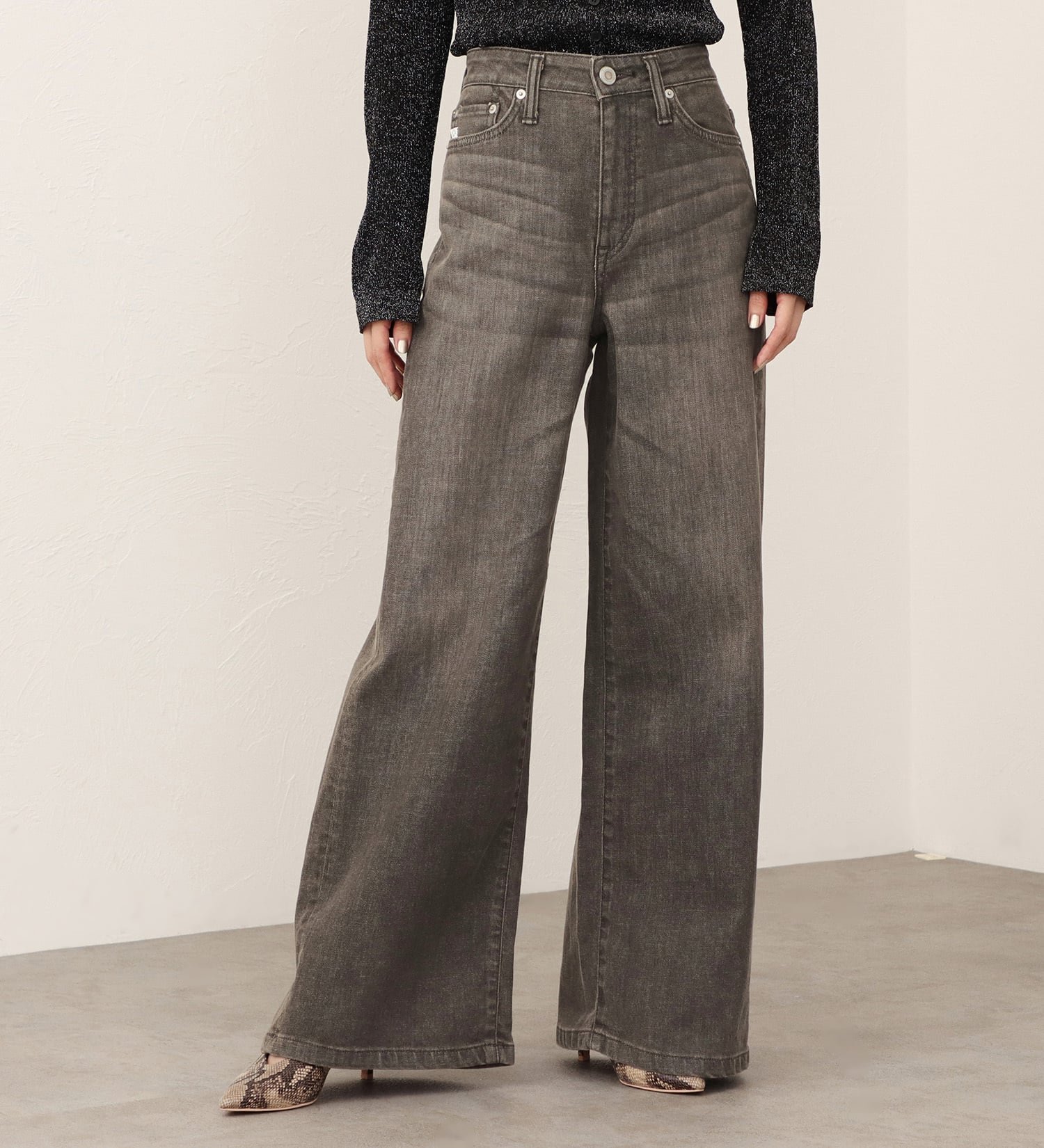 SOMETHING SOMETHING LISA ワイドデニムパンツ エドウインオンラインモール パンツ その他のパンツ ブラウン