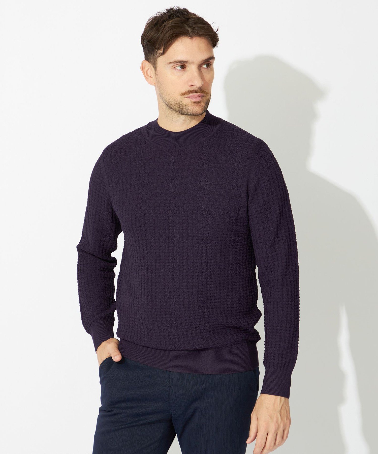 EPOCA UOMO 【WEB&一部店舗限定】ドライタッチモックニット エポカ トップス ニット パープル ホワイト ブラック【送料無料】