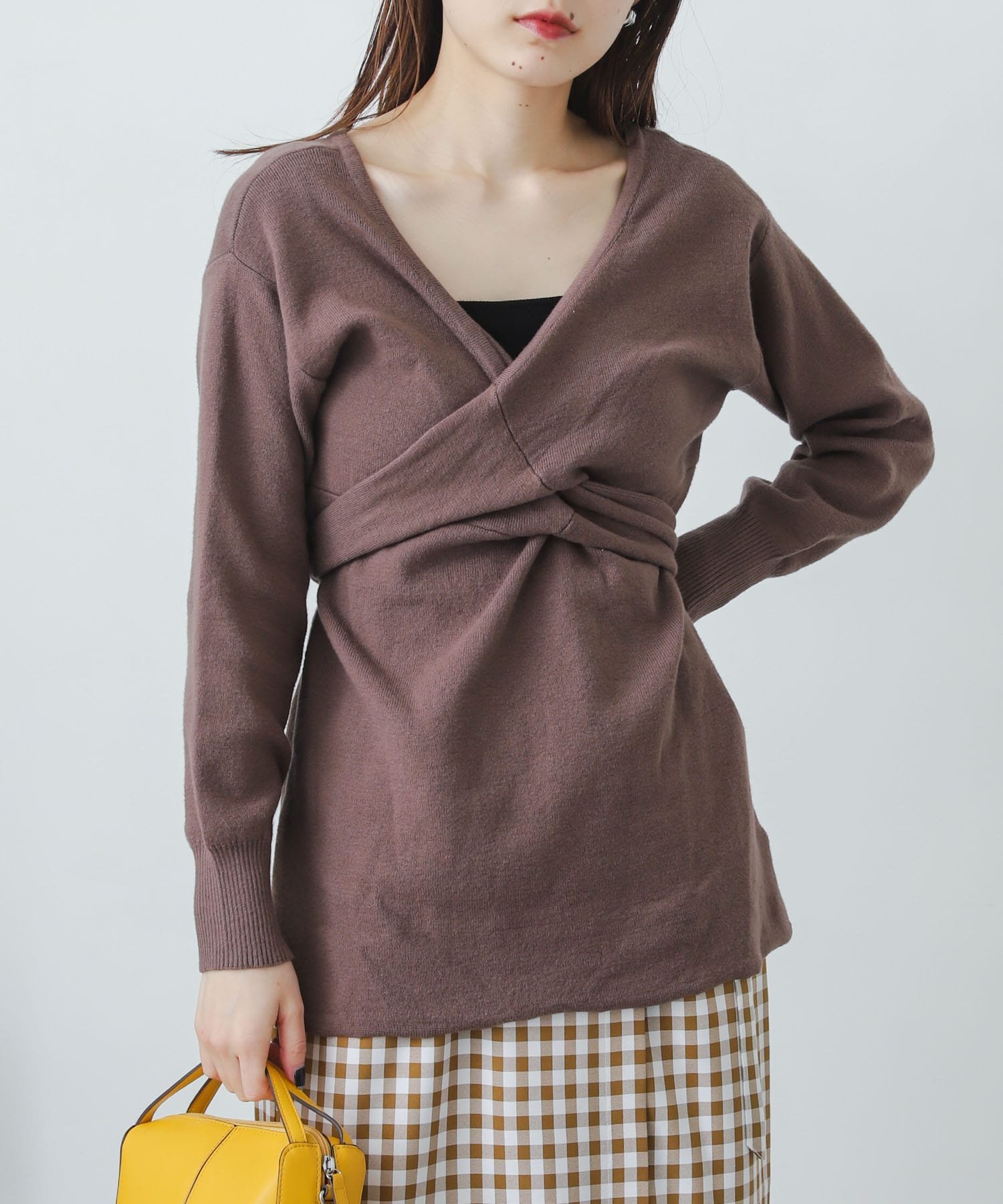 【SALE/73%OFF】SENSE OF PLACE ツイストチュニックセーター センス オブ プレイス トップス ニット ブラウン ホワイト グレー