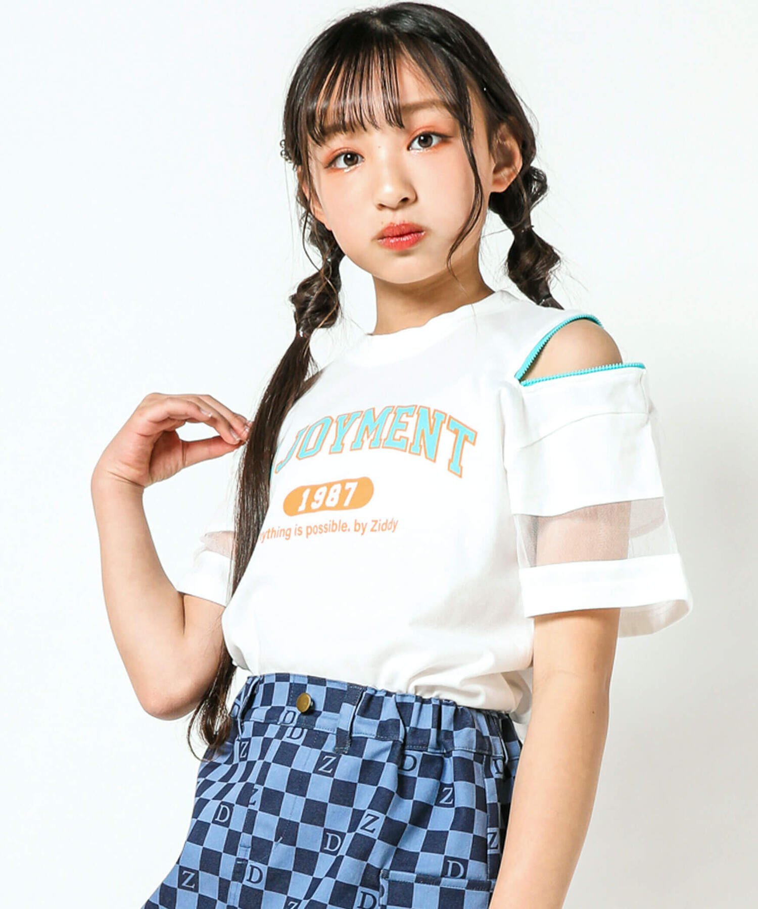 ZIDDY 肩あきファスナーTシャツ(130~160cm) ベベ オンライン ストア トップス カットソー・Tシャツ ホワイト グリーンのサムネイル