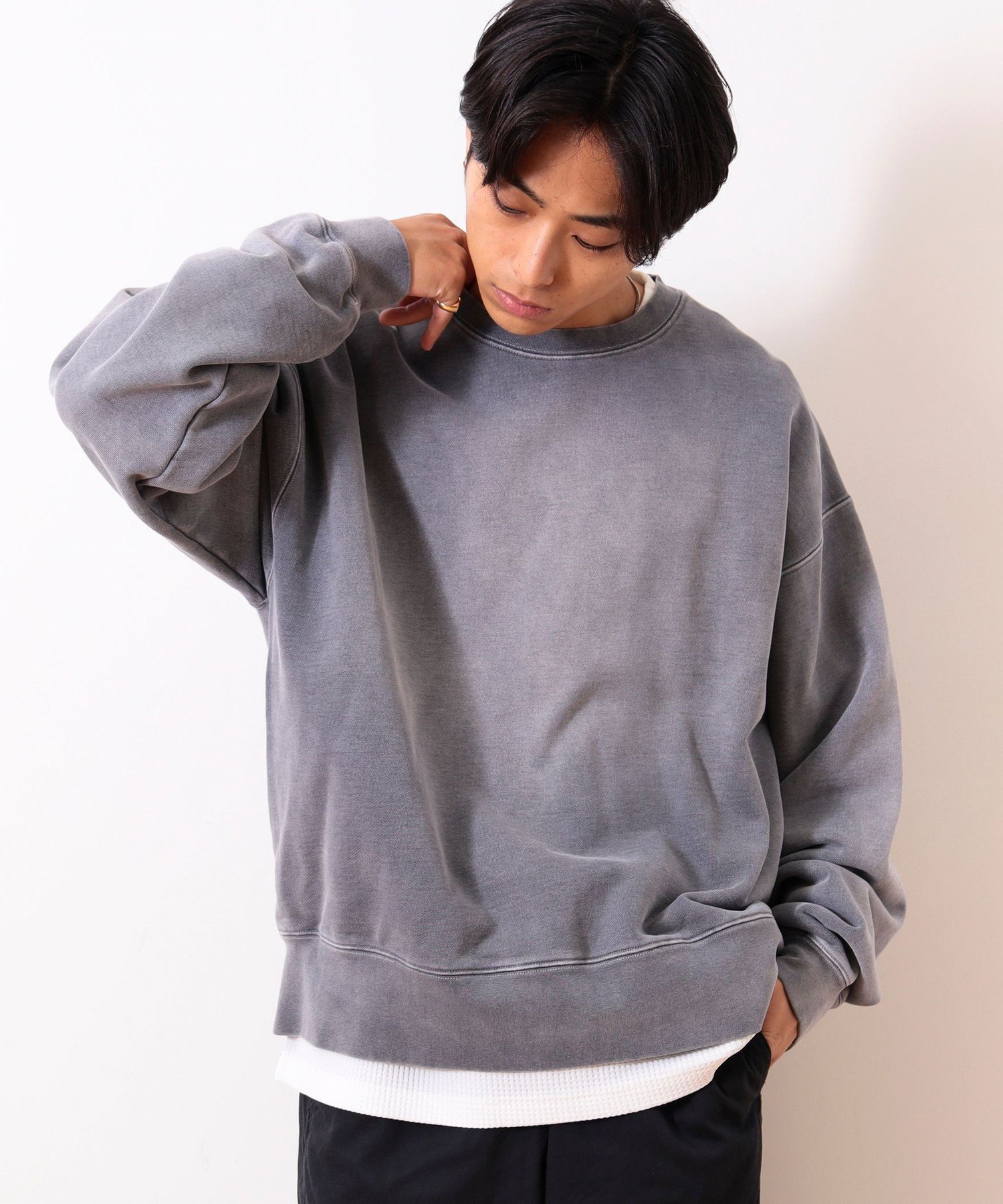 【SALE／30%OFF】BEAMS フェード スウェット クルーネック ビームス アウトレット トップス スウェット・トレーナー ブラック レッド【送料無料】