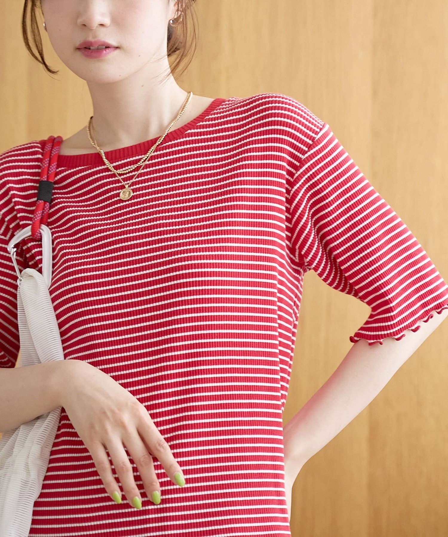 coen メロークルーネック リブ半袖ゆるTシャツ コーエン トップス カットソー・Tシ...