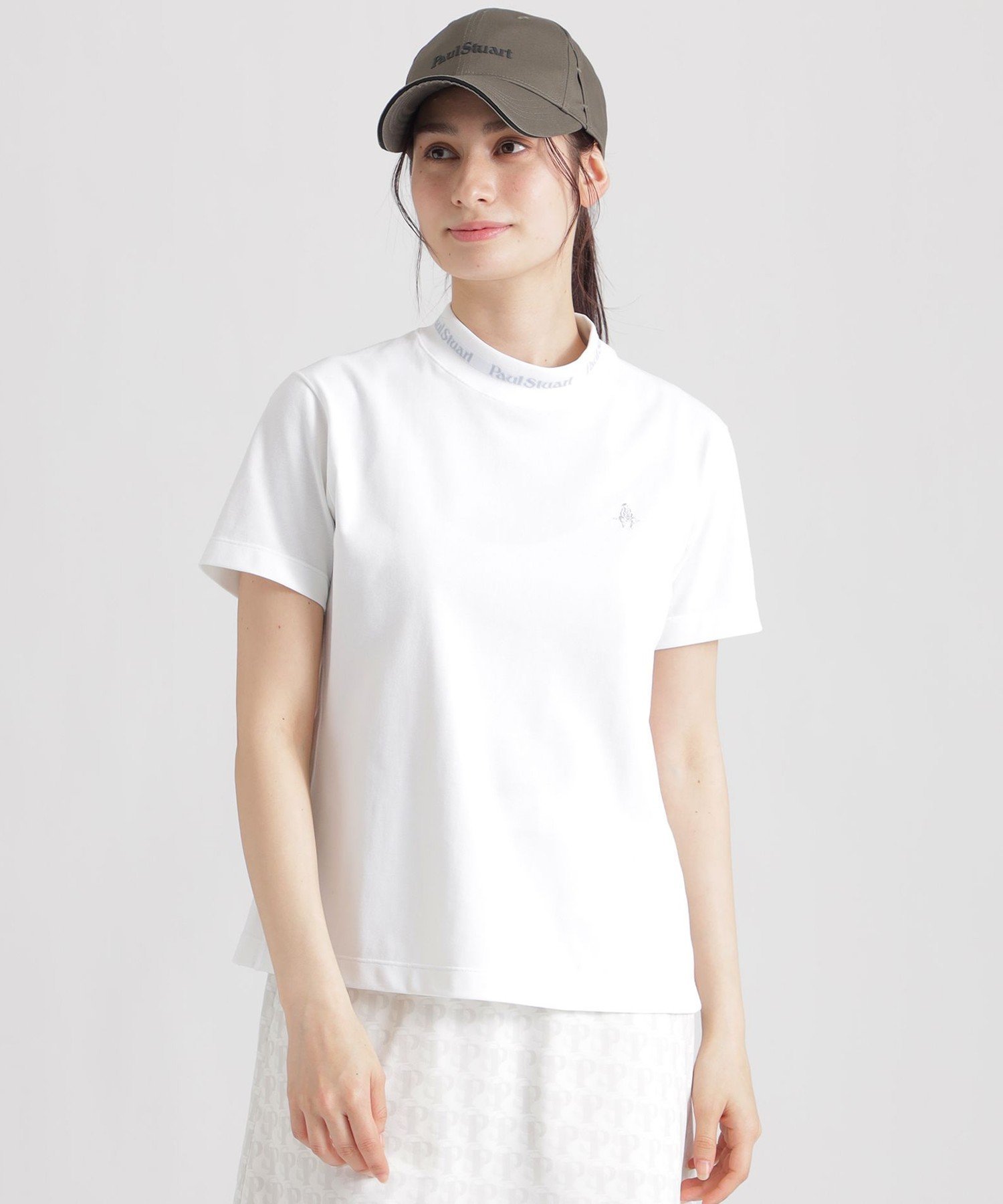 Paul Stuart 【GOLF Women's/吸水速乾/UVカット/保型性/イージーケア】PSアイコニックロゴモックネックシャツ ポール・スチュアート トップス カットソー・Tシャツ ブラック ネイビー ホワイト