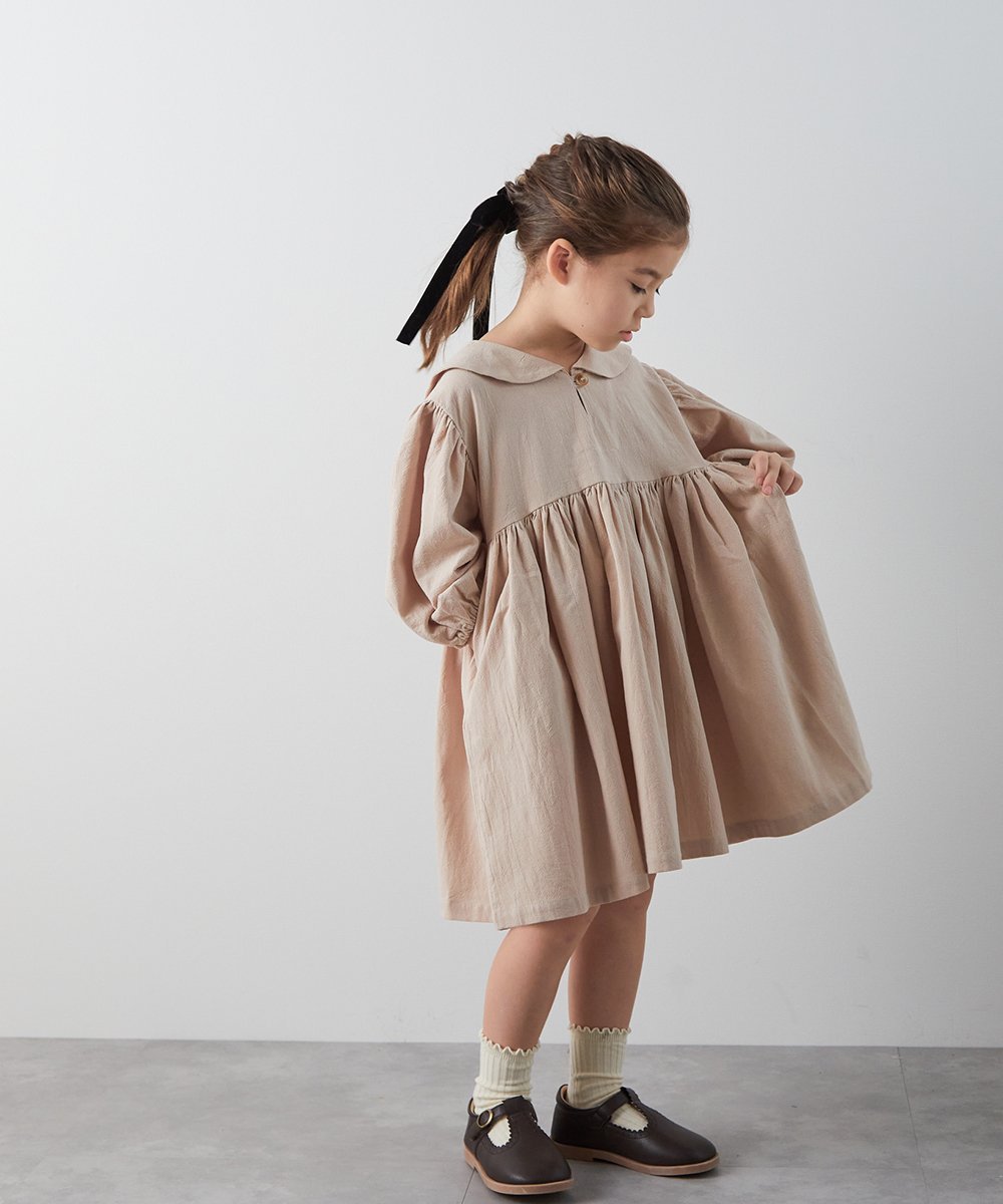 【SALE／20%OFF】riziere セーラーカラー長袖ワンピース リジェール ワンピース・ドレス ワンピース ベージュ ブルー ブラウン ホワイト ピンクのサムネイル