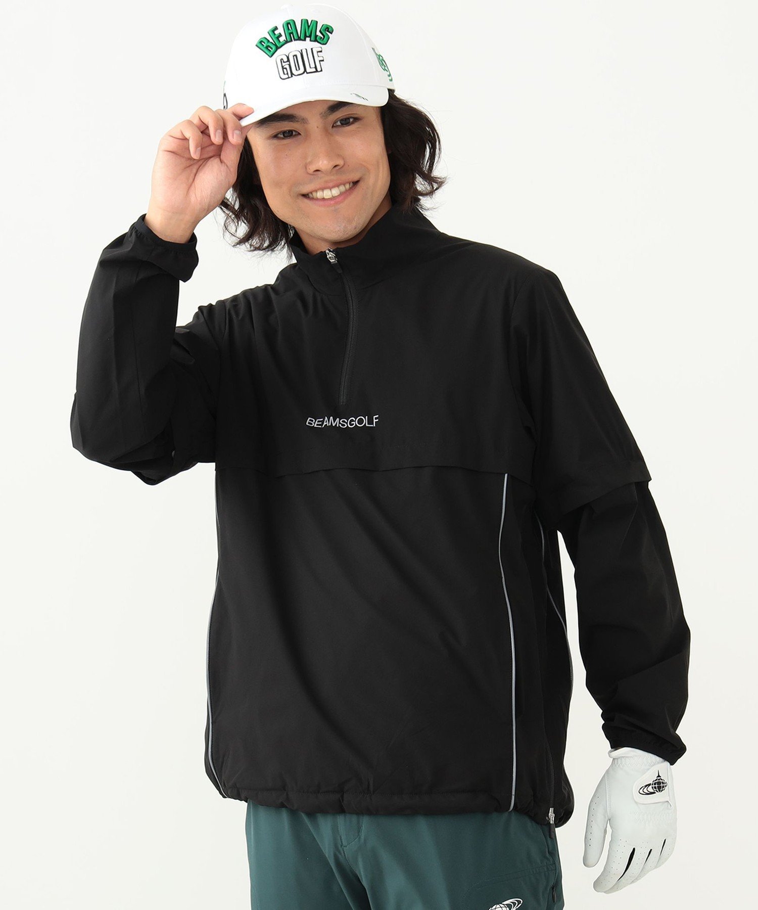 BEAMS GOLF ORANGE LABEL ＜MEN＞BEAMS GOLF ORANGE LABEL / ハーフジップ 2WAY ストレッチ ブルゾン ビームス ゴルフ ジャケット・アウター ブルゾン・ジャンパー ブラック ネイビー【送料無料】