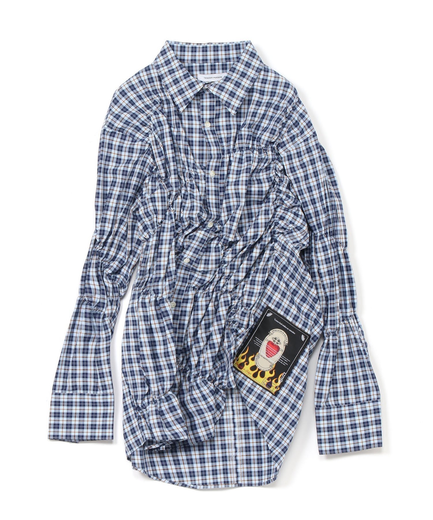 TENDER PERSON TENDER PERSON/(U)GATHER SHIRT テンダ—パーソン トップス シャツ・ブラウス ブルー レッド