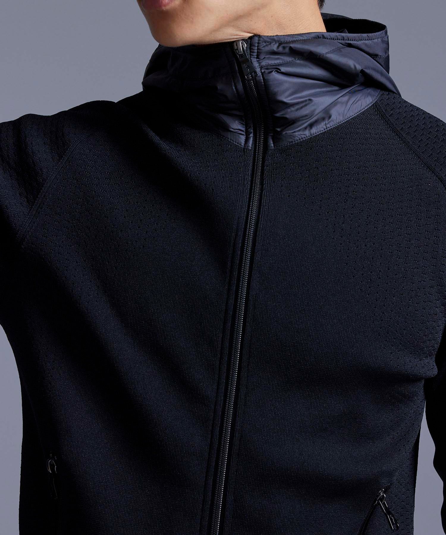 【SALE／50%OFF】JUN&ROPE' 【NOIR】ニットパーカージャケット ジュンアンドロペ トップス パーカー・フーディー ブラック ベージュ【送料無料】