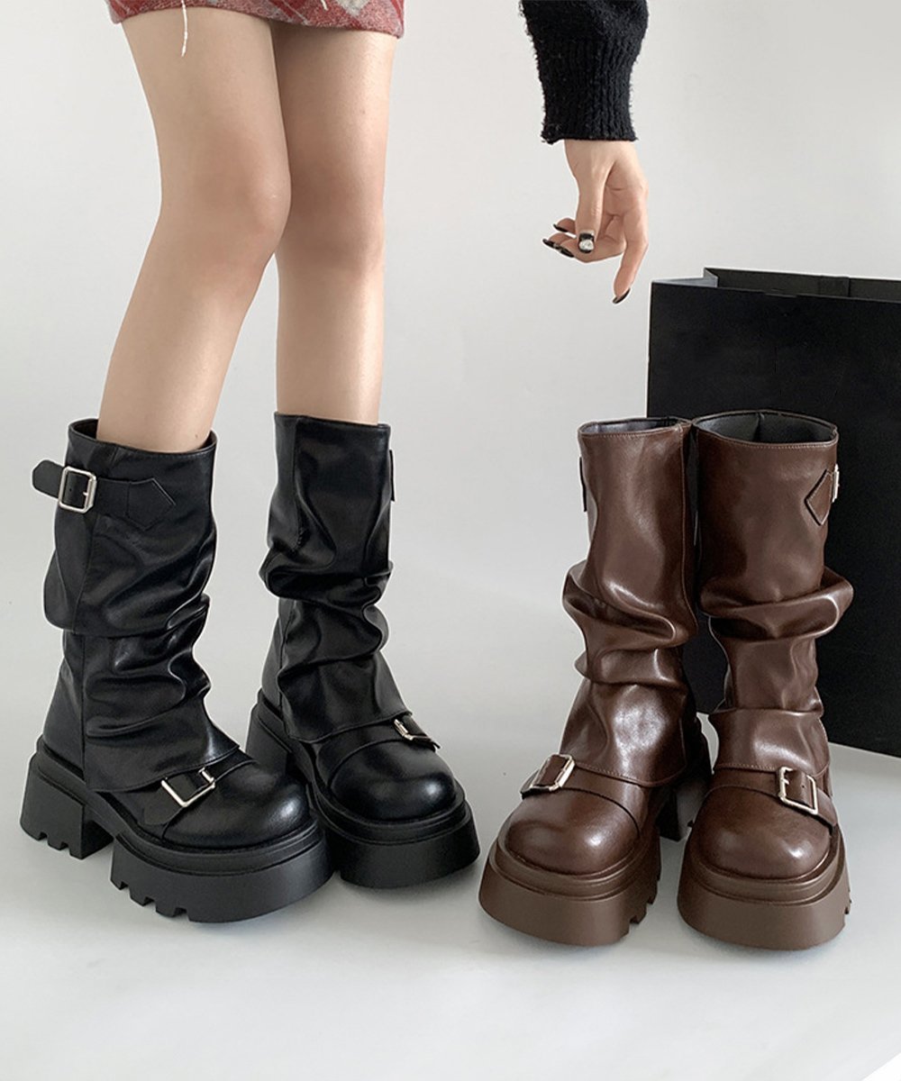 【SALE／30%OFF】miniministore ショートブーツ 厚底カバーミドルブーツ ミニミニ...