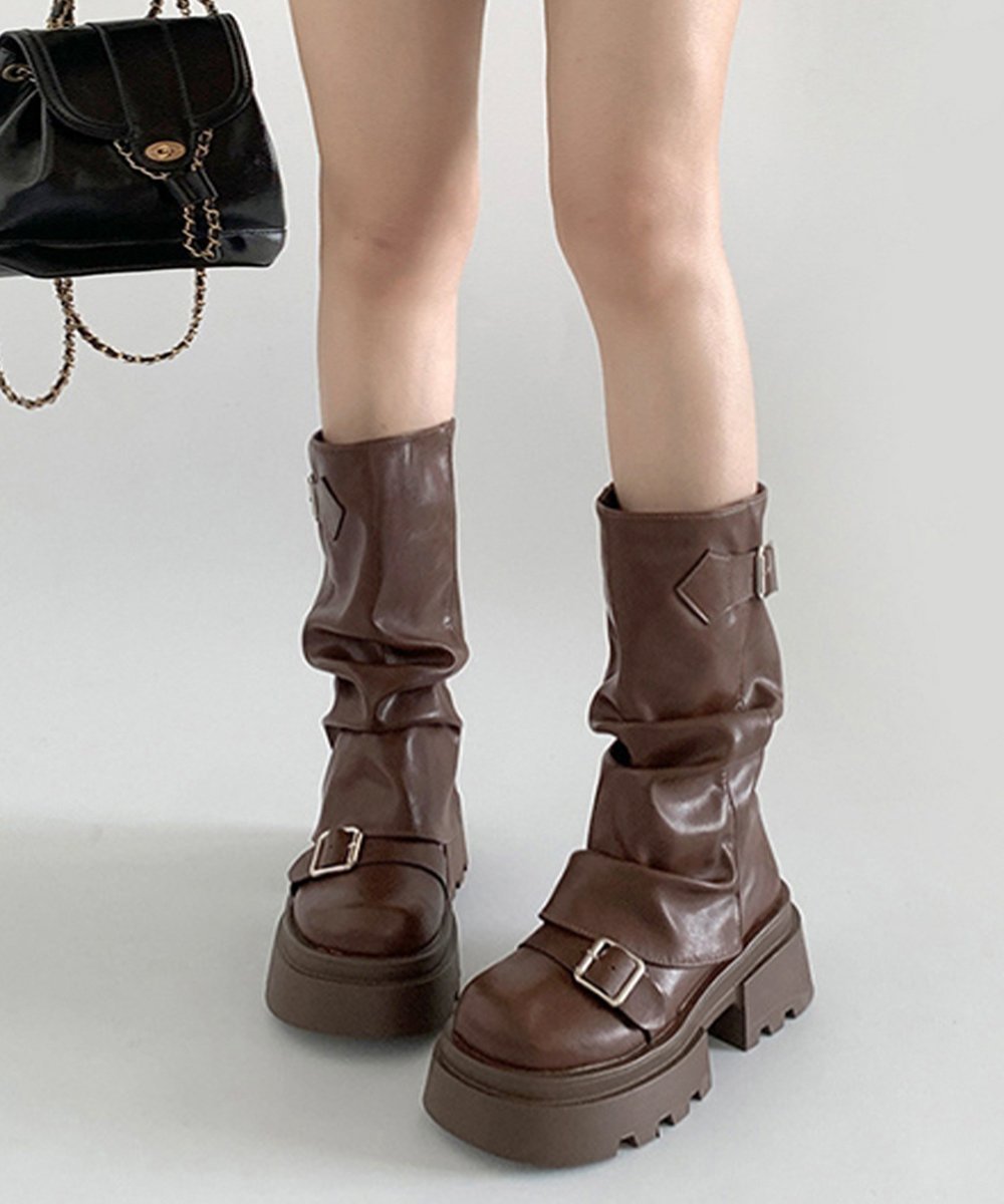 【SALE／30%OFF】miniministore ショートブーツ 厚底カバーミドルブーツ ミニミニ...
