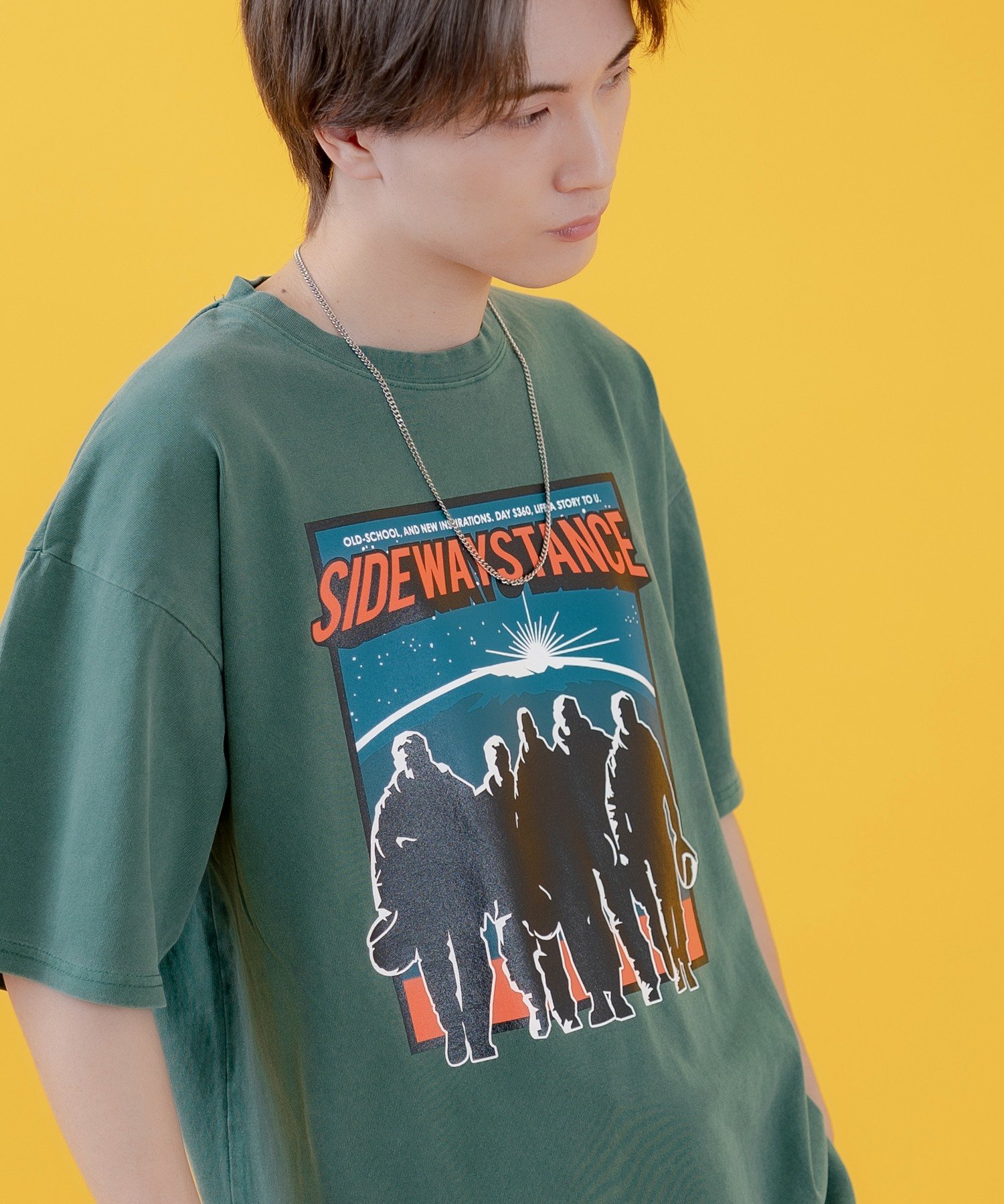 SIDEWAY STANCE SIDEWAY STANCE サイドウェイスタンス オリジナルプリント ピグメント 半袖Tシャツ インプローブス トップス カットソー・Tシャツ ブラック グリーン ベージュ【送料無料】