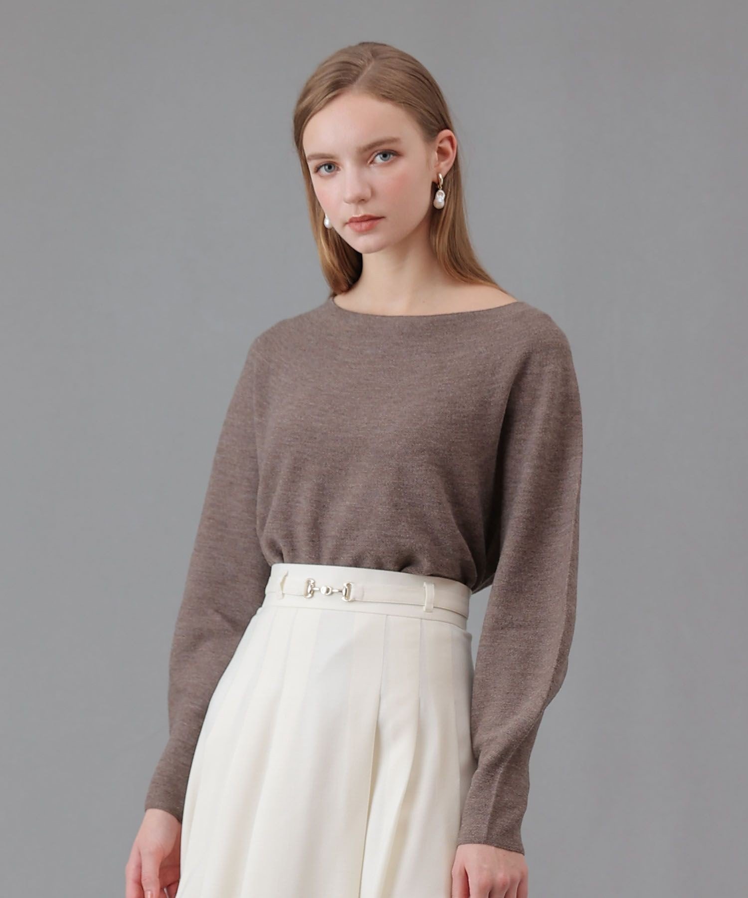 ANAYI エアーウールガーター プルオーバー アナイ トップス ニット ブラウン ブルー グレー ブラック ..