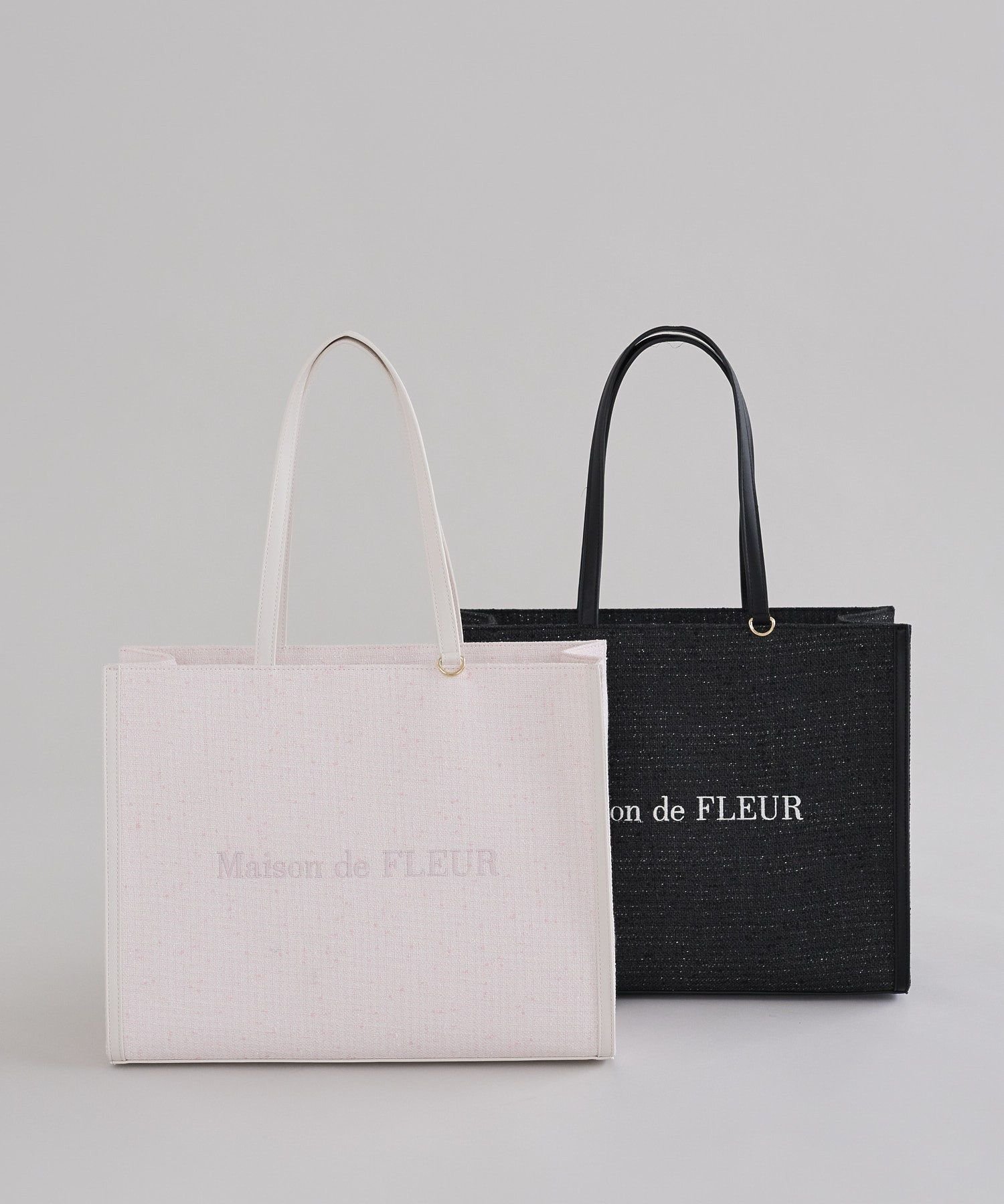 Maison de FLEUR 【キャリーオン/A4対応】ツイードキャリーオントートバッグ メゾン ド フルール バッグ ハンドバッグ ブラック ピンク