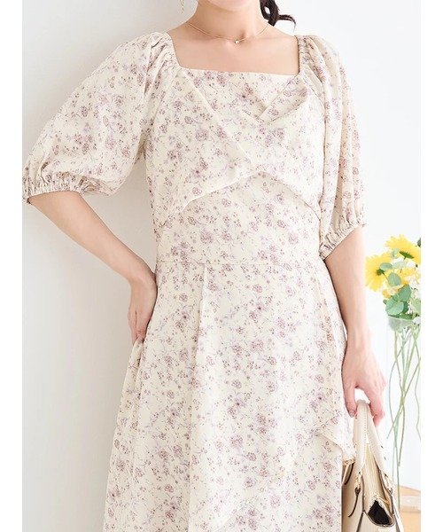 Re-J&SUPURE 【WEB限定】花柄ツイストワンピース リジェイアンドスプル ワンピース・ドレス ワンピース ホワイト