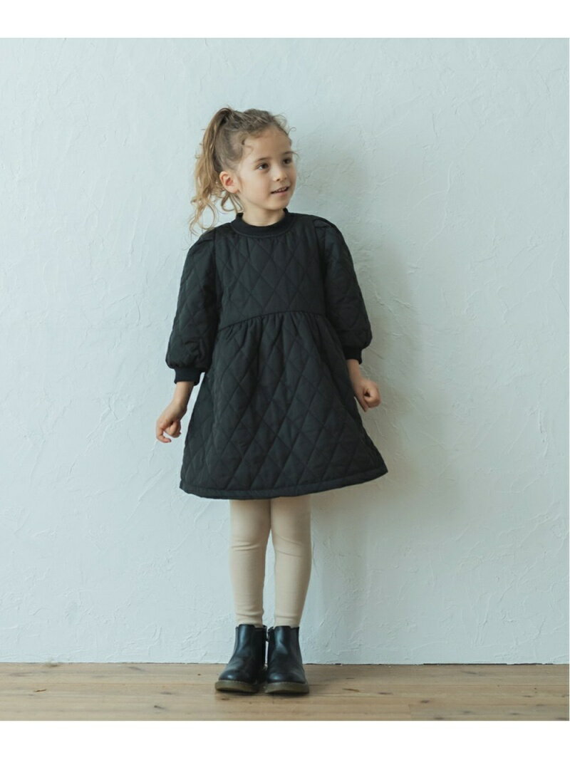 riziere 中綿キルティングワンピース リジェール ワンピース・ドレス その他のワンピース・ドレス ブラック ベージュのサムネイル